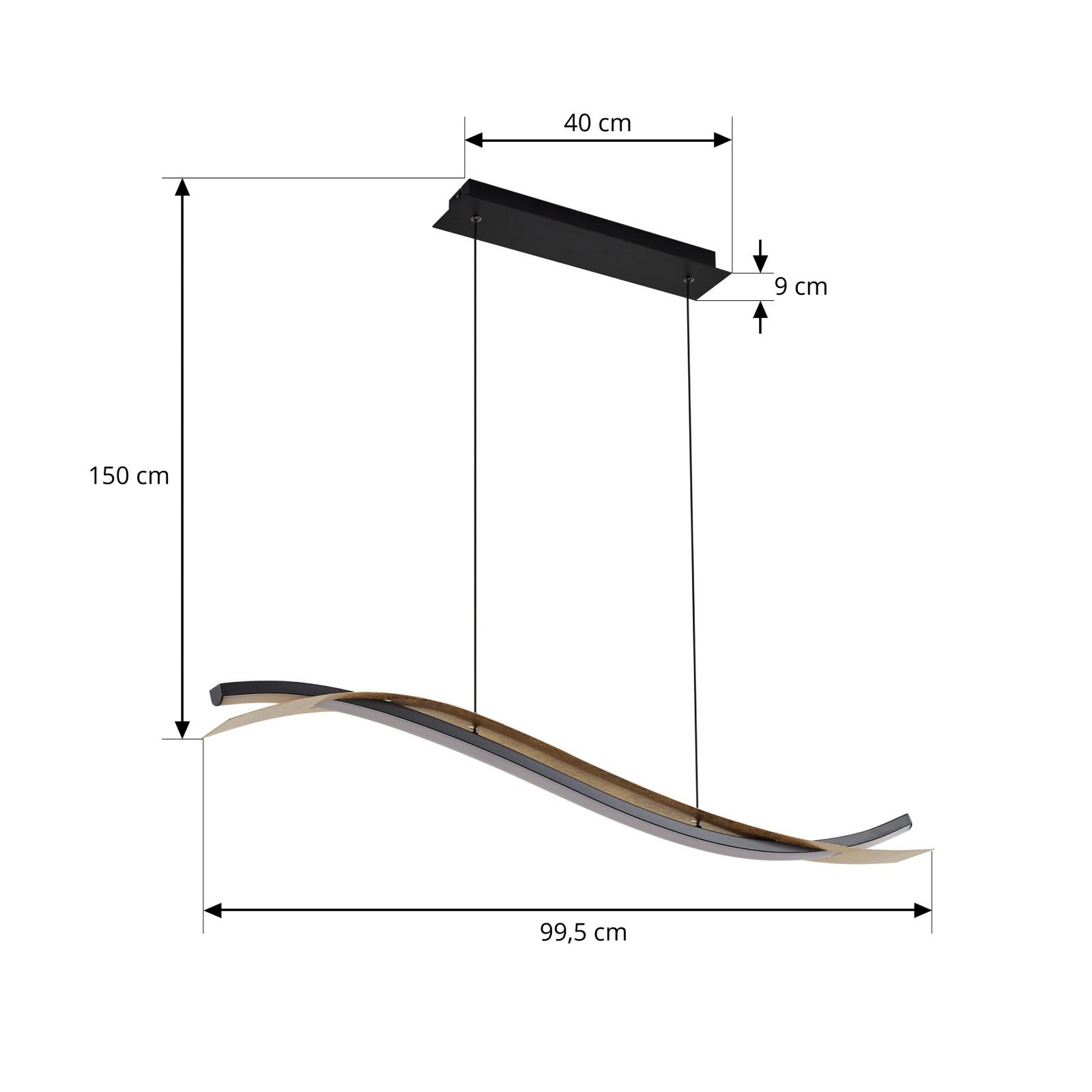 Alevia LED hanglamp, zwart/goud, CCT - Lucande Alevia LED hanglamp, zwart/goud, CCT - Lucande