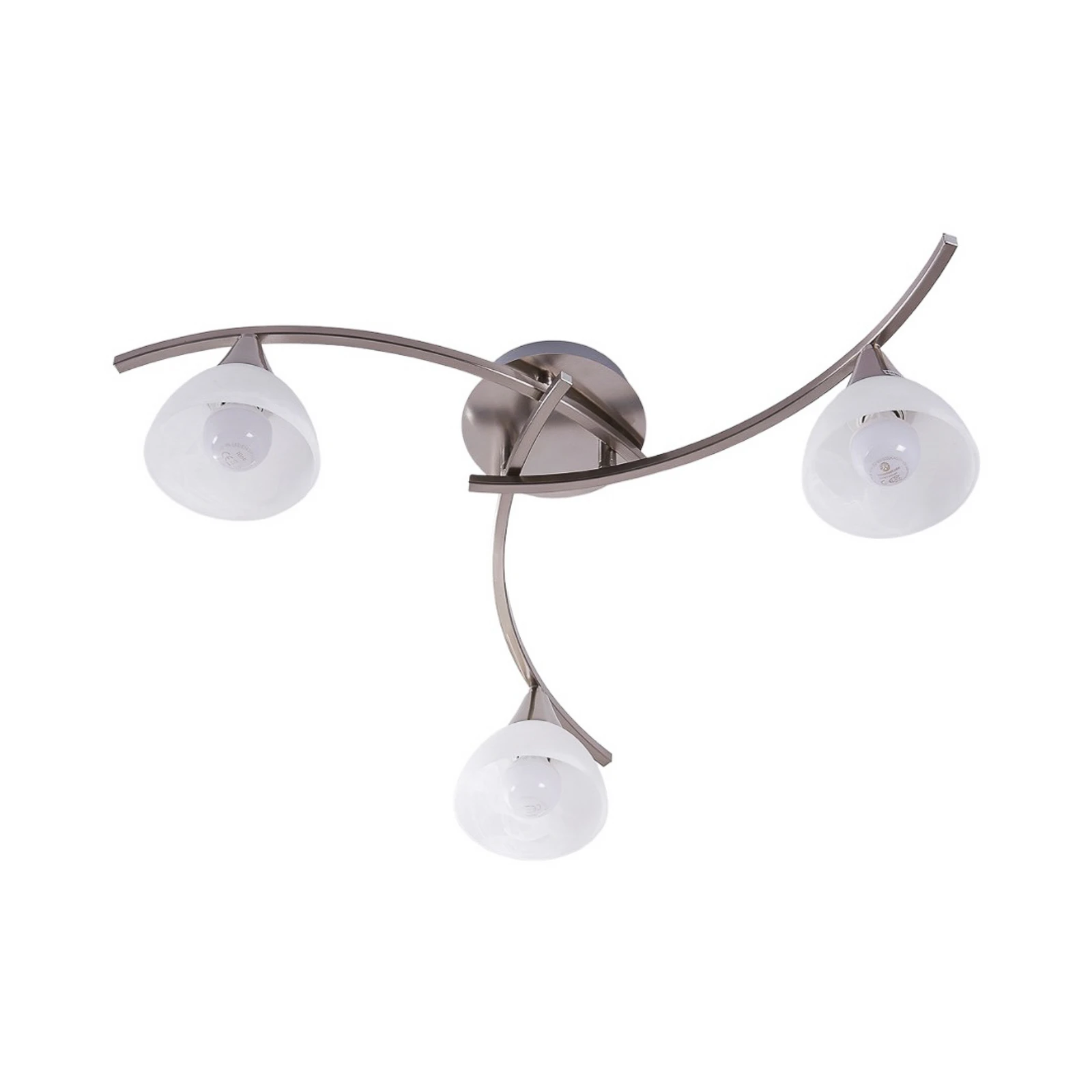 Plafoniera Lindby Della, nichel, Ø 58 cm, a 3 luci, E14