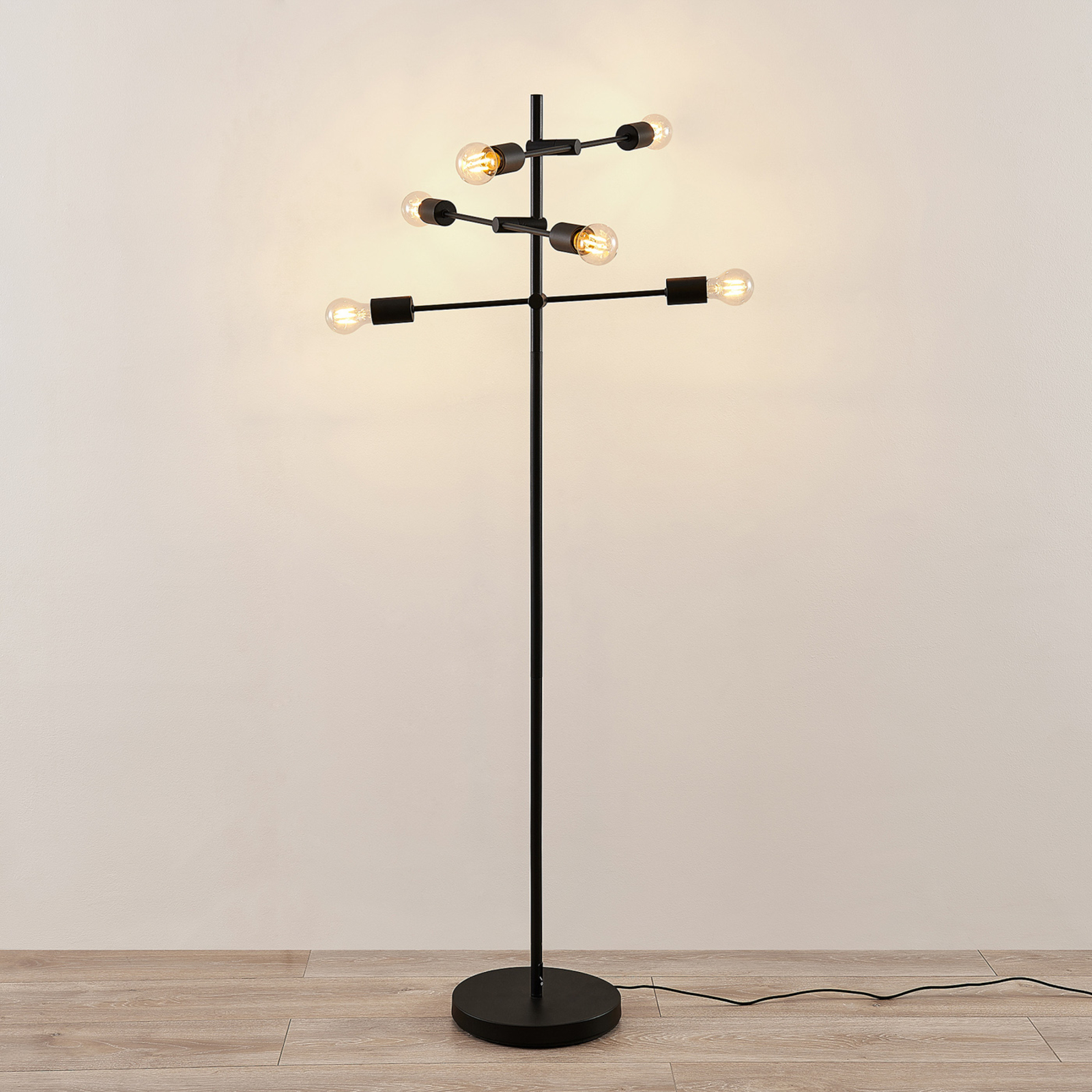 Lindby Estar floor lamp made of metal, six-bulb