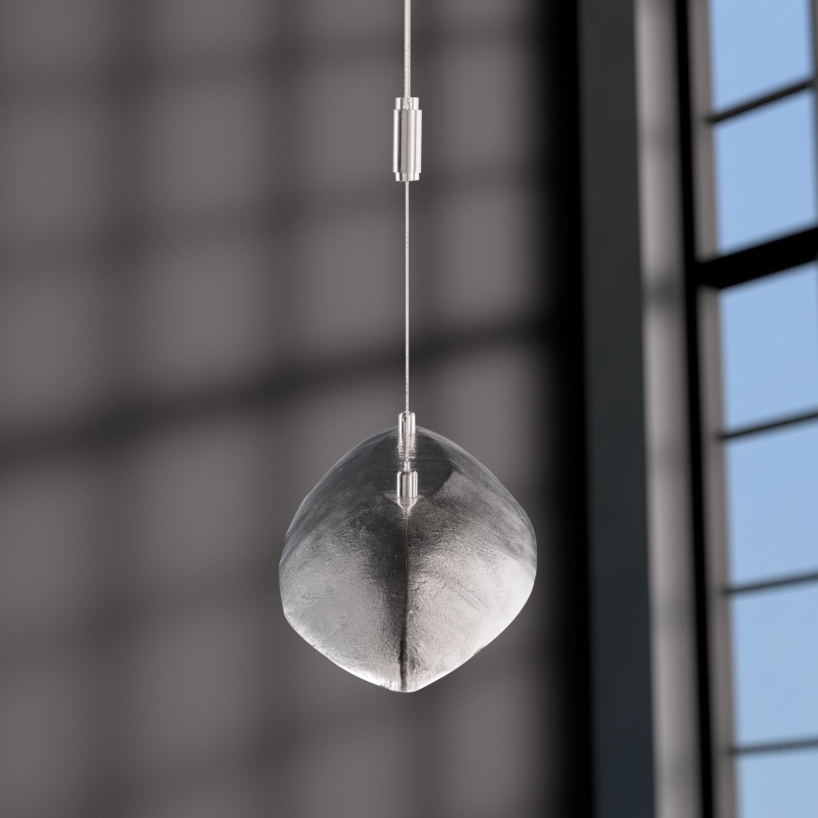 Colmar LED pendant light, length 140 cm, nickel