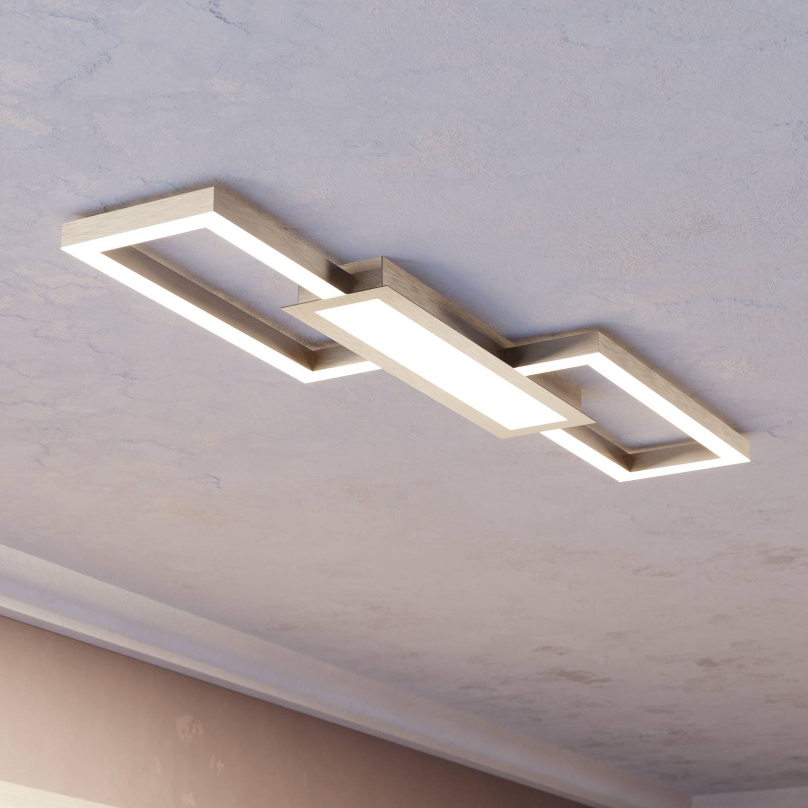 LED-Deckenlampe Monirote, nickel matt, Länge 78 cm, Alu, CCT günstig online kaufen