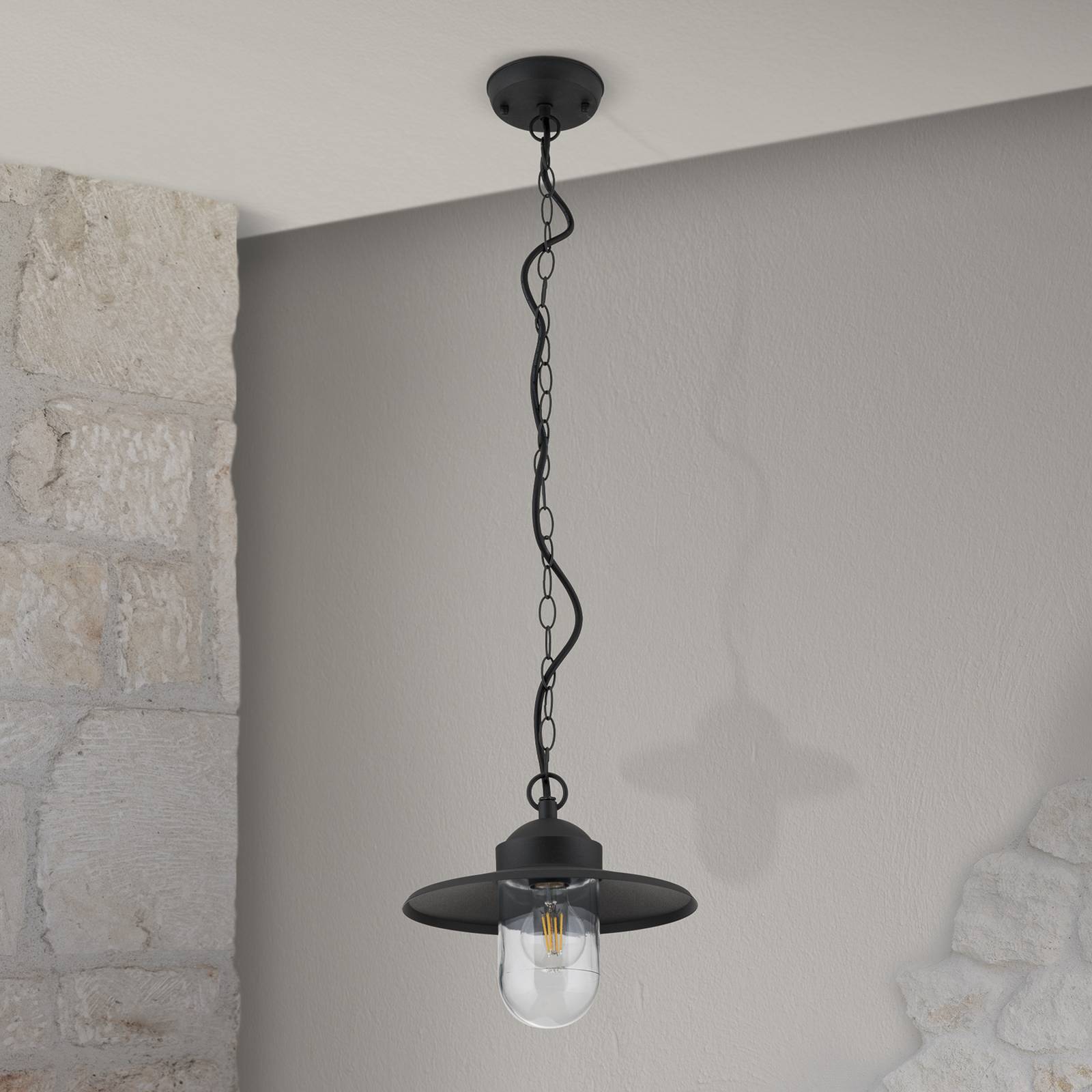 Lampa wisząca zewnętrzna Edward, antracyt, Ø 27,5 cm, aluminium