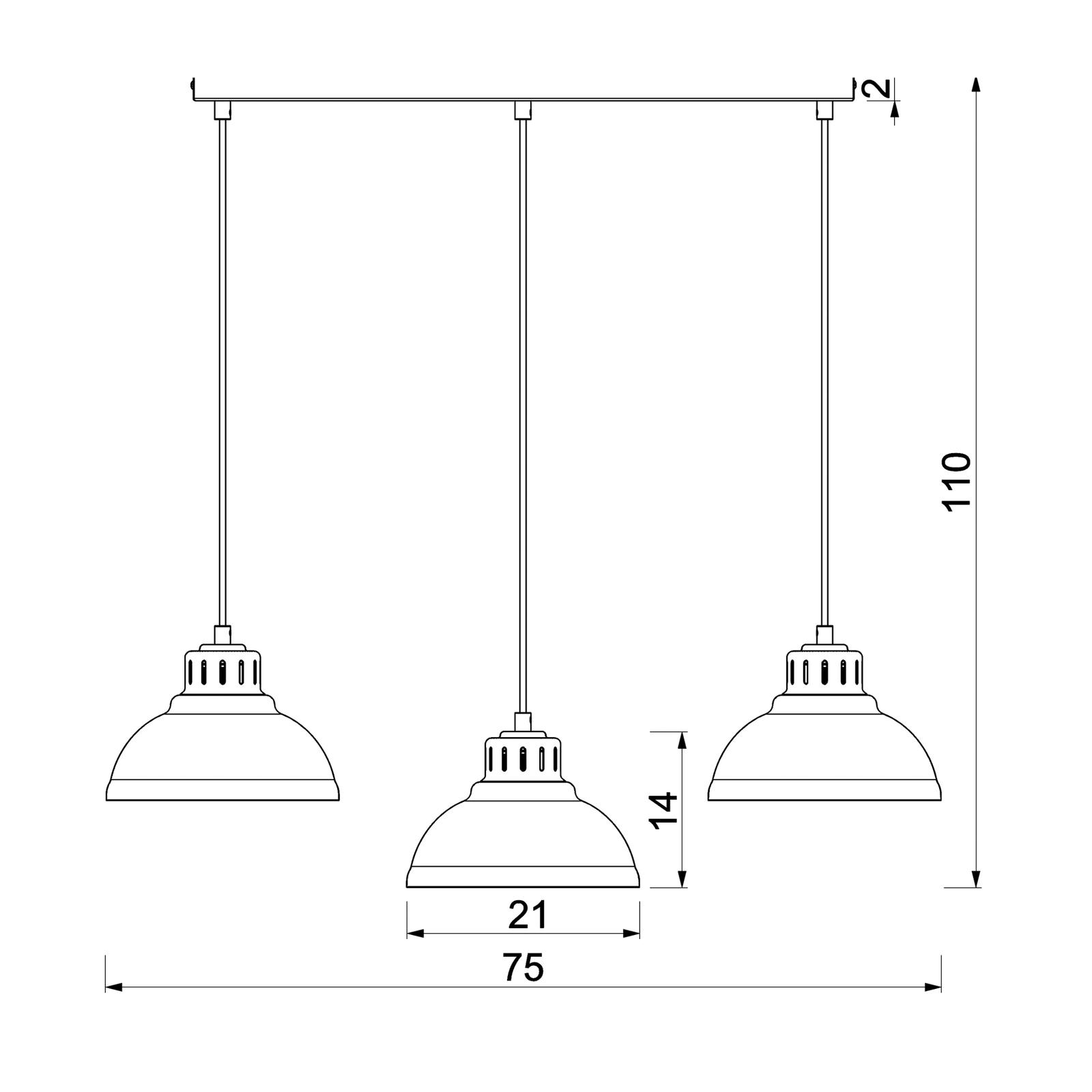 Candeeiro suspenso Sven, 3 lâmpadas, bege, aço