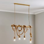 Mauli pendant light made of wood and rope