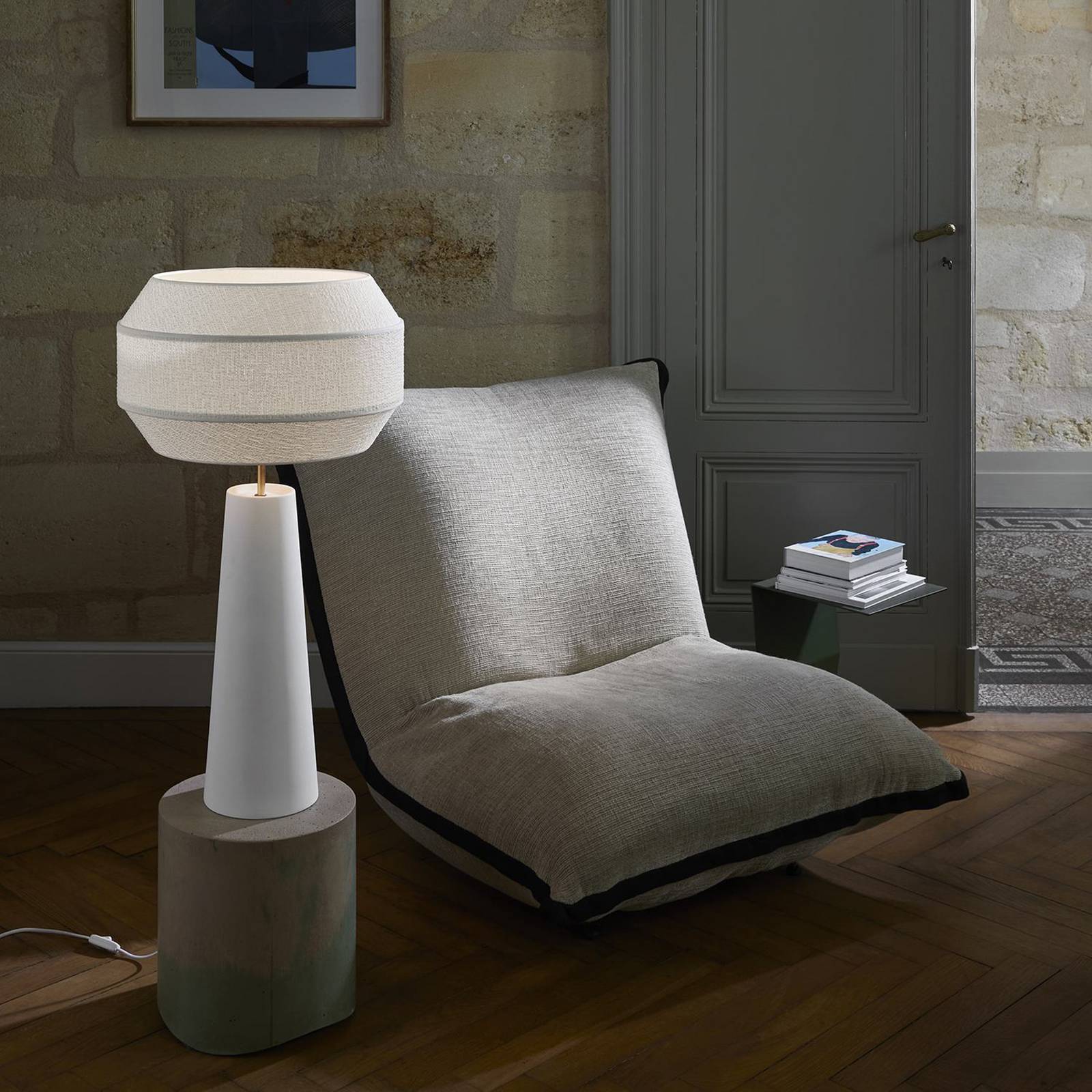 MARKET SET Tischlampe Cosiness, 85 cm, weiß, Metall/Stoff günstig online kaufen