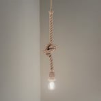 Hengelampe AYD, beige, tau, høyde 70 cm, E27, håndlaget