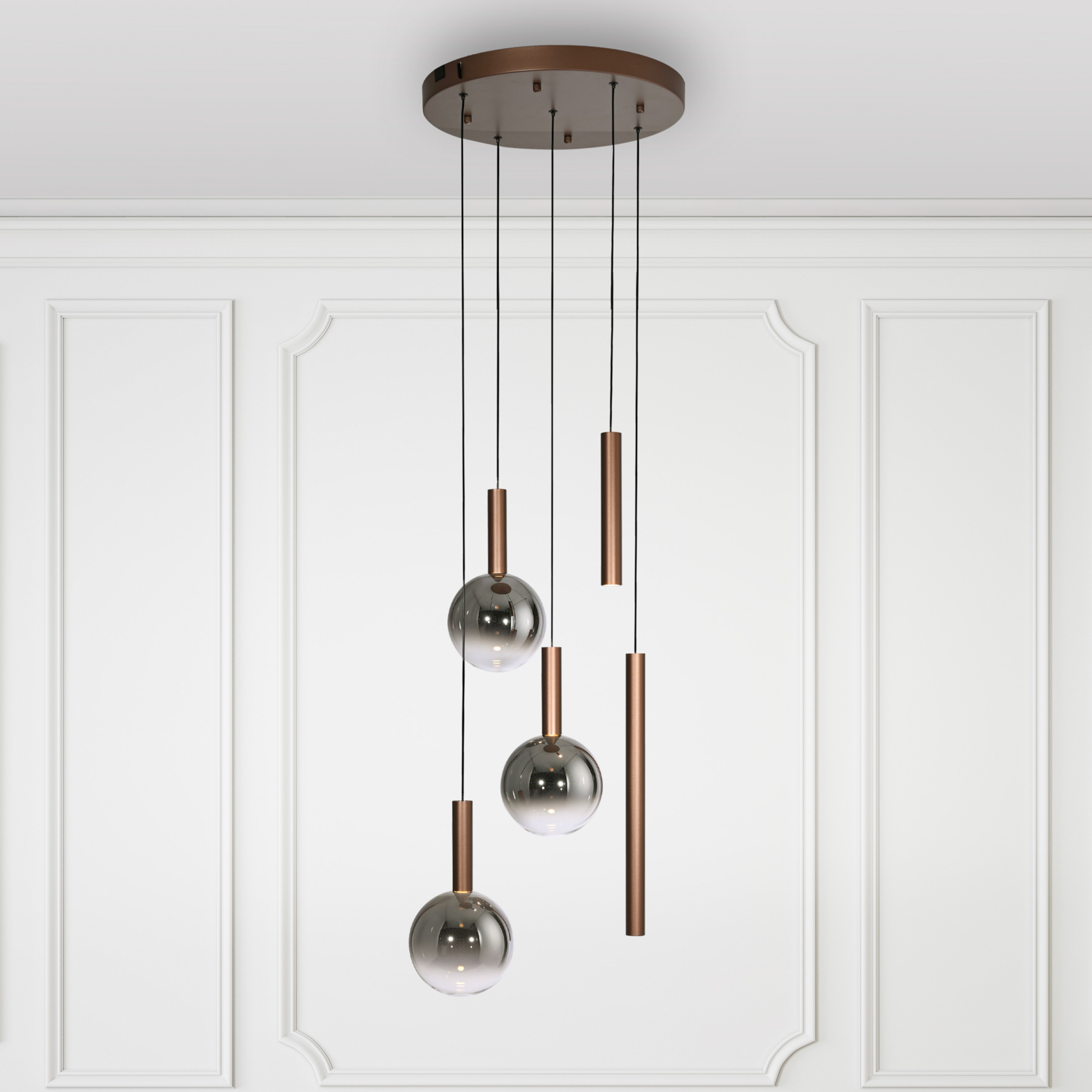 Paul Neuhaus LED-Hängelampe Bowl, Ø 54 cm, braun/grau