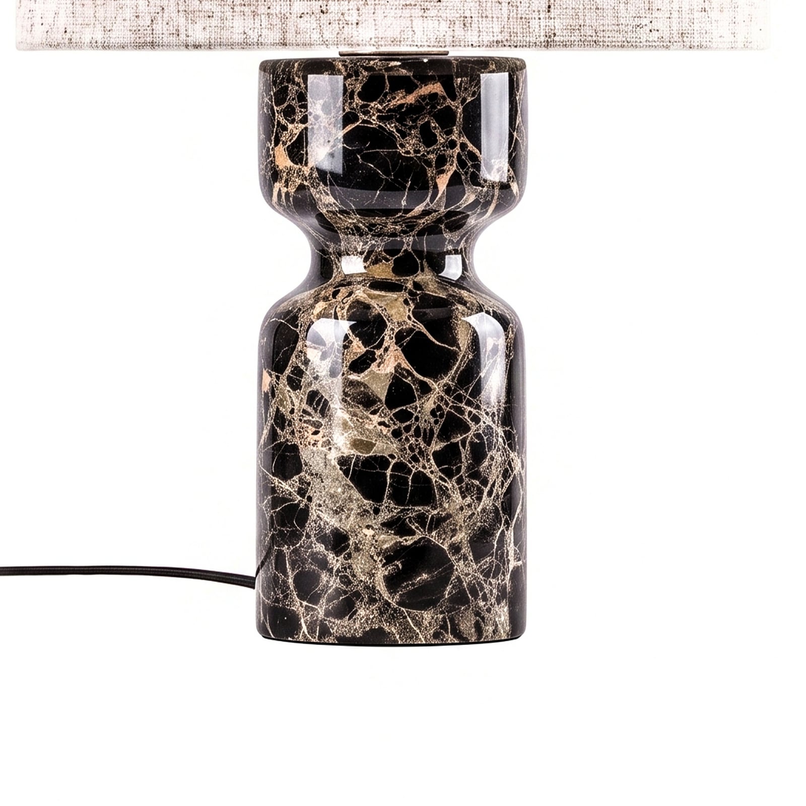 Stolová lampa Lucande Marcella, výška 45 cm, hnedá/krémová, mramor Stolová lampa Lucande Marcella, výška 45 cm, hnedá/krémová, mramor