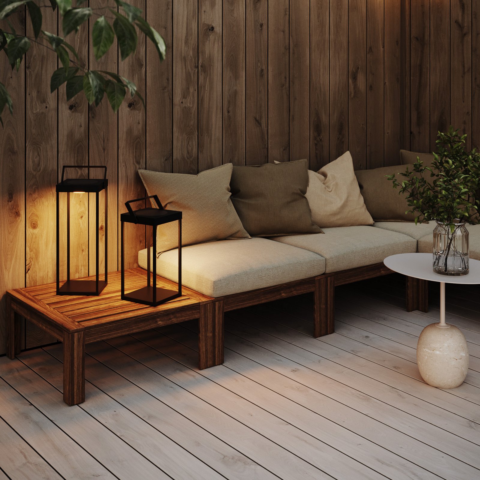 Lanterna solare a LED Pure, nera, USB, metallo, altezza 42 cm