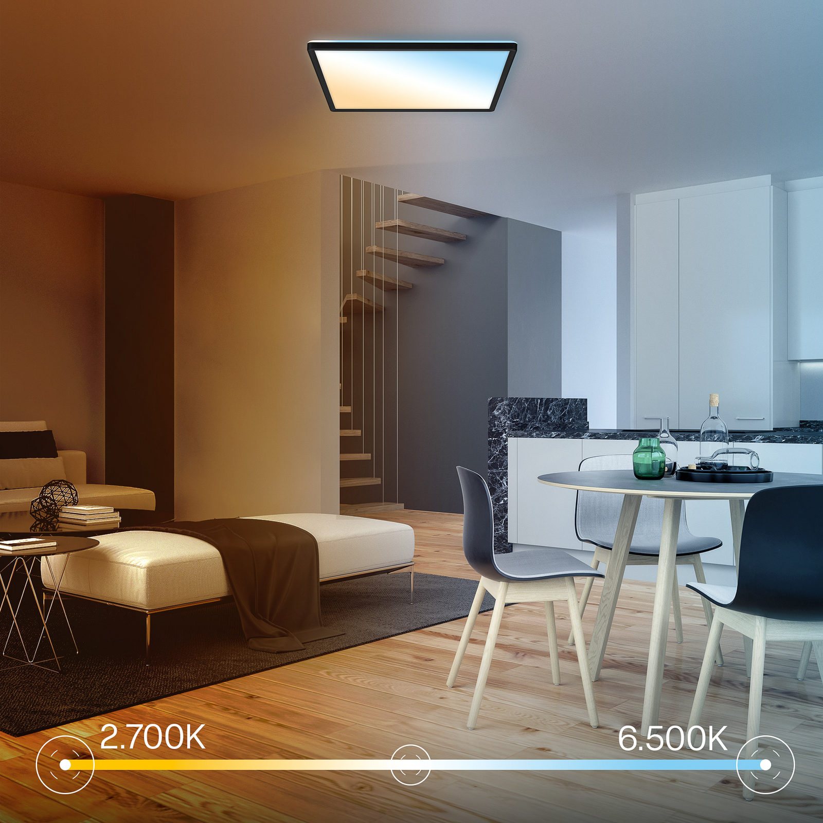 LED paneel Shallow Remote CCT, 42 x 42 cm, zwart, achtergrondverlichting