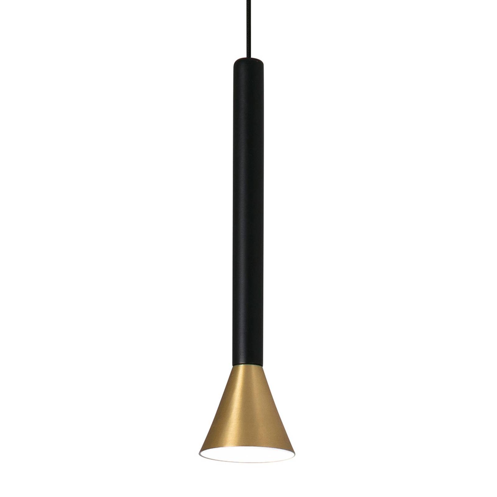 Cylinderformet Danka LED-hængelampe i guldsatin