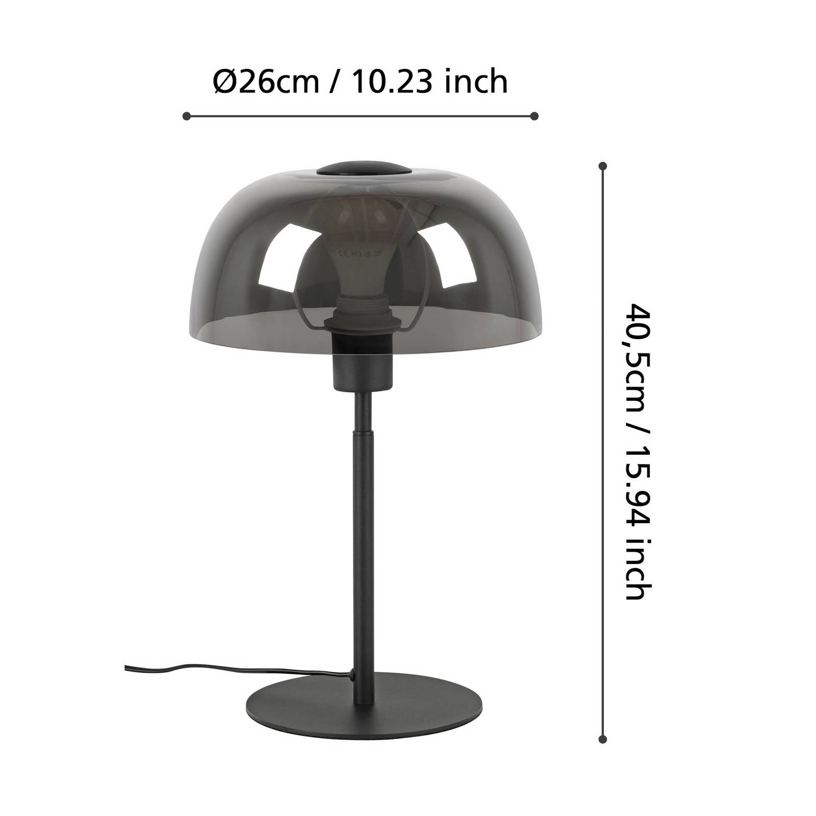  Eglo Tischleuchte Solo 2, Schwarz Transparent/schwarz 