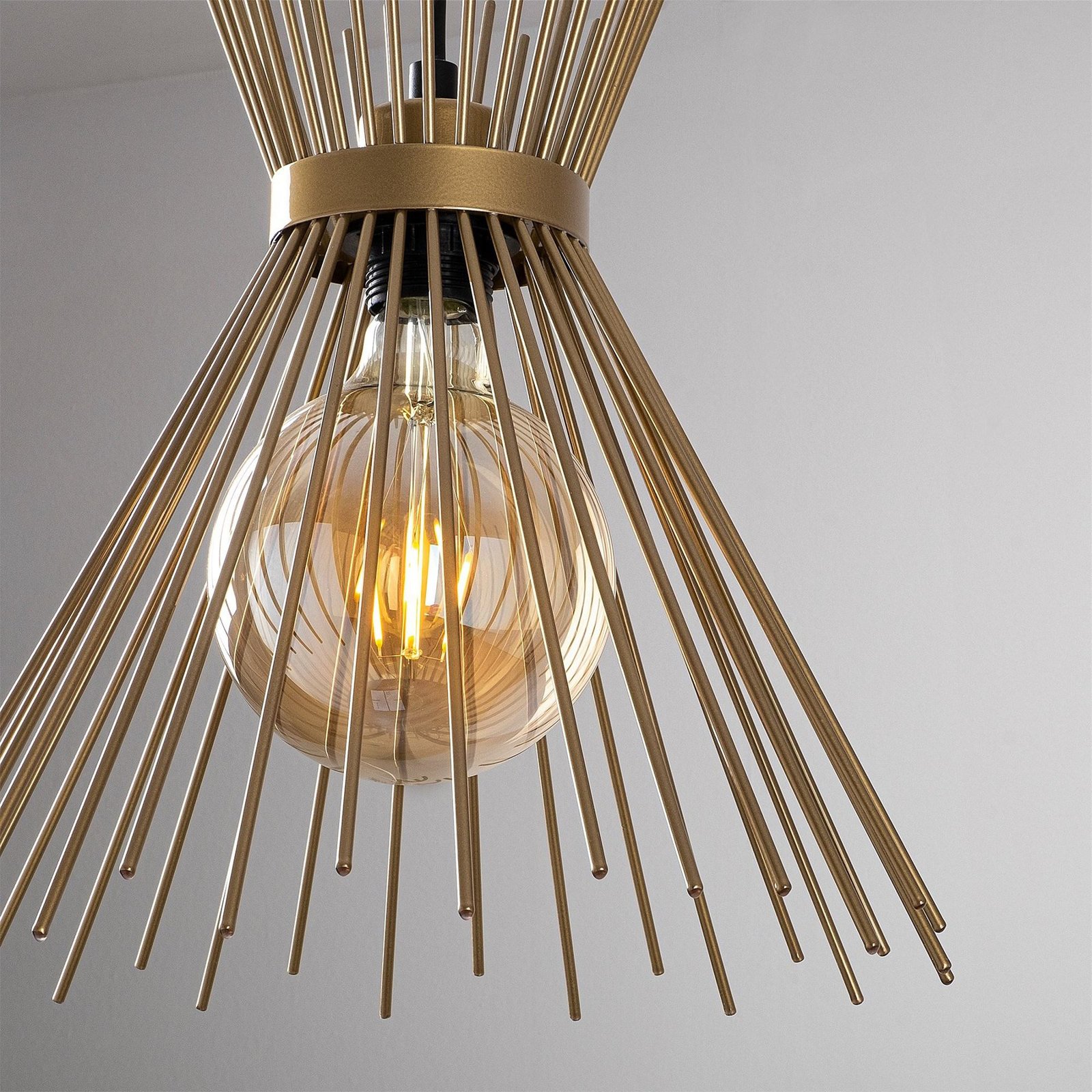 Kirpi 3086 hanglamp, goudkleurig, metaal, 3-lamps rond