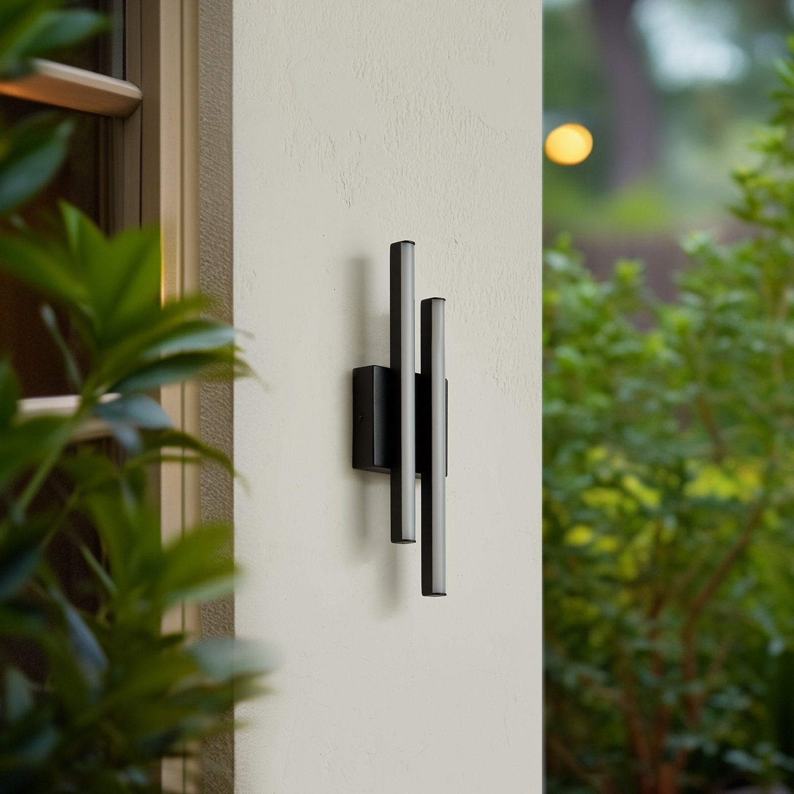 Lindby LED outdoor wall light Abelia, black, aluminium, stainless steel