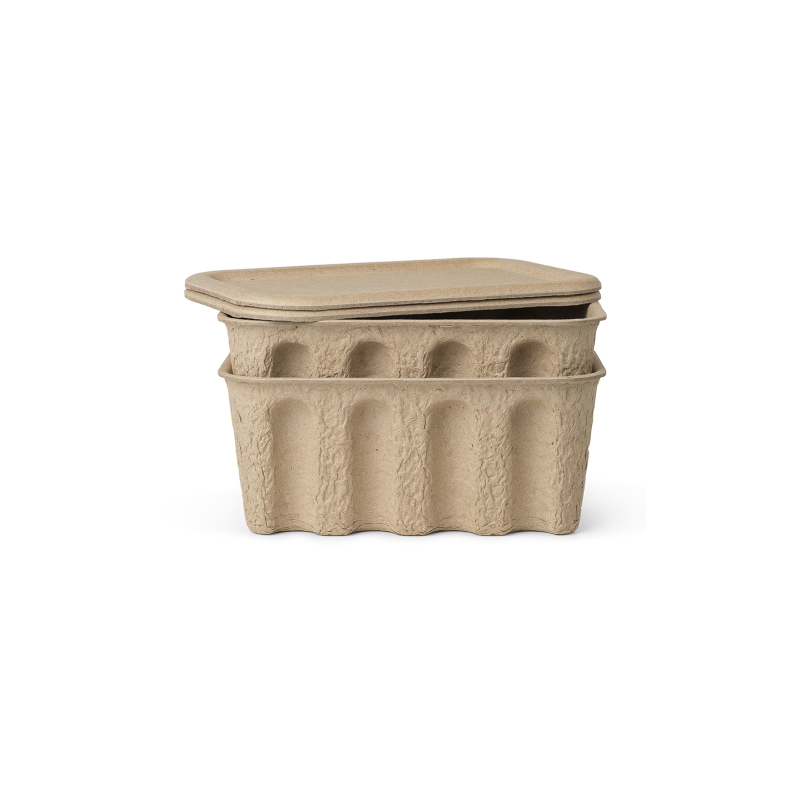 ferm LIVING opbergdoos papierpulp, 28 x 18 cm, set van 2