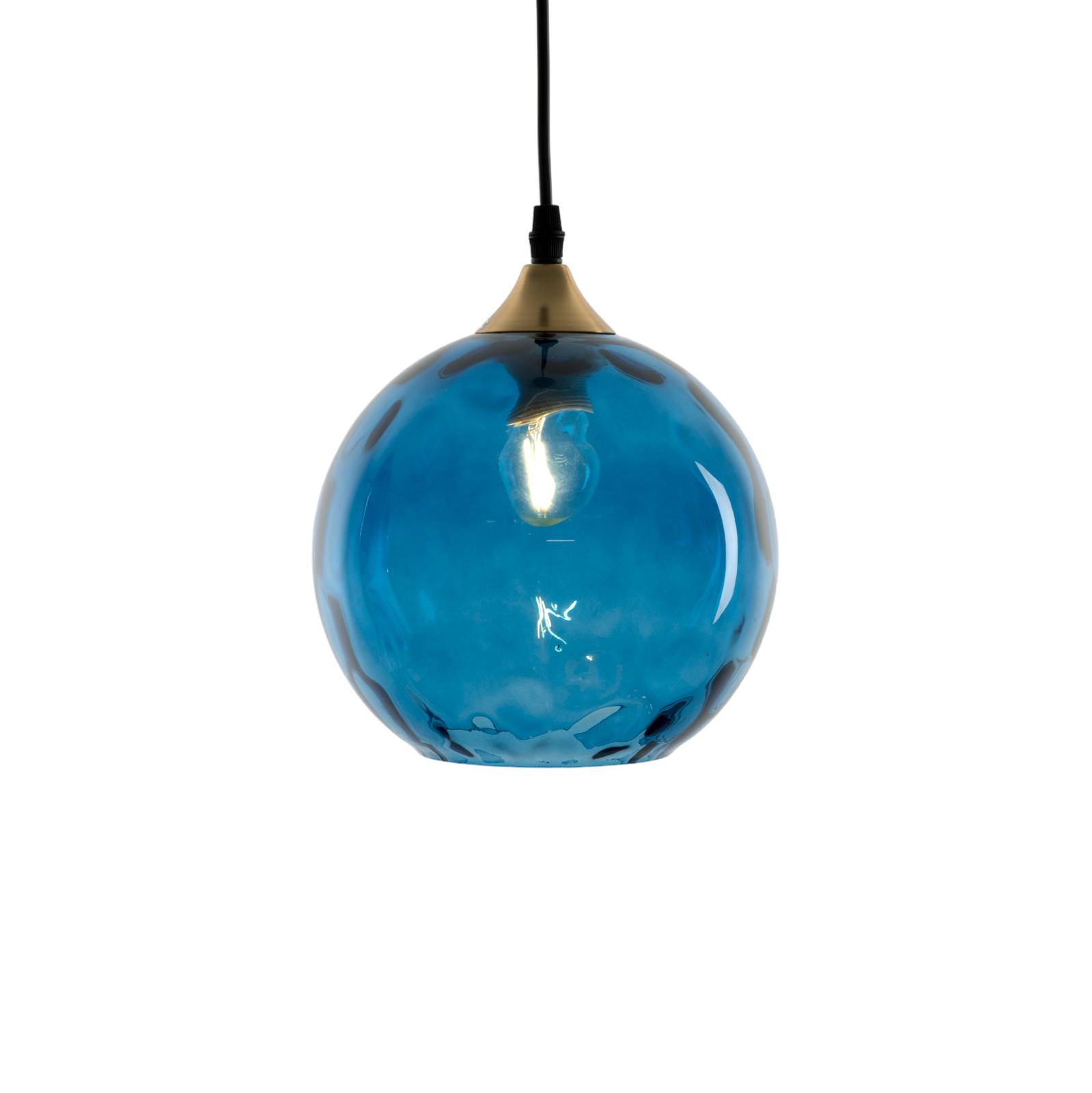 holländer suspension cagliari à 1 lampe abat-jour verre bleu