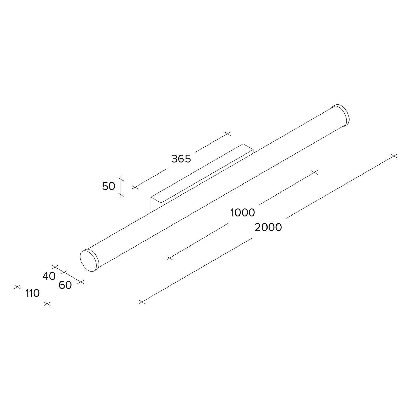 Aplique de pared LED Pirgos, 100 cm de ancho, blanco, plástico