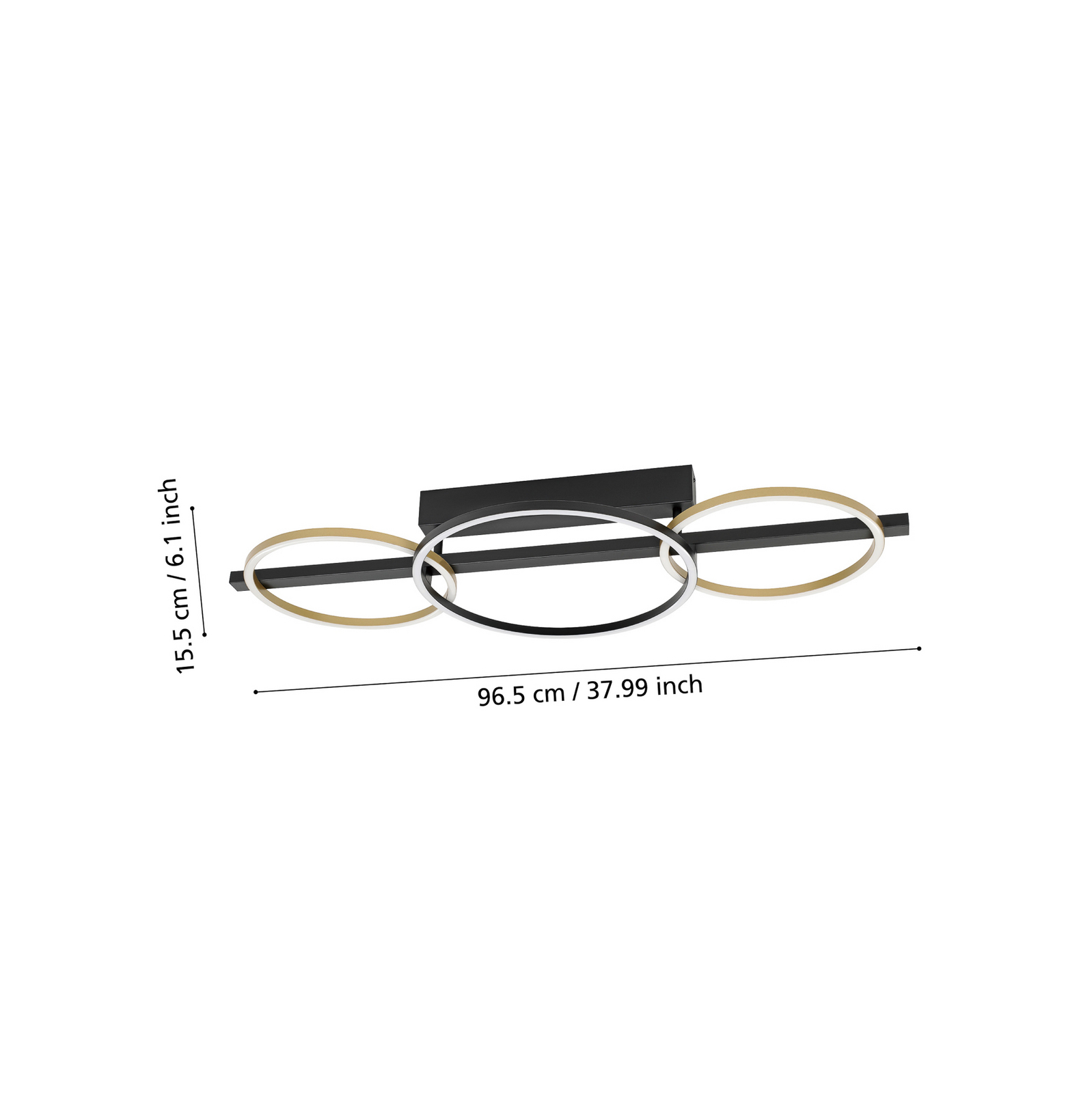 LED stropna svjetiljka Stars of Light, Lanacera, crna i zlatna, 96 cm