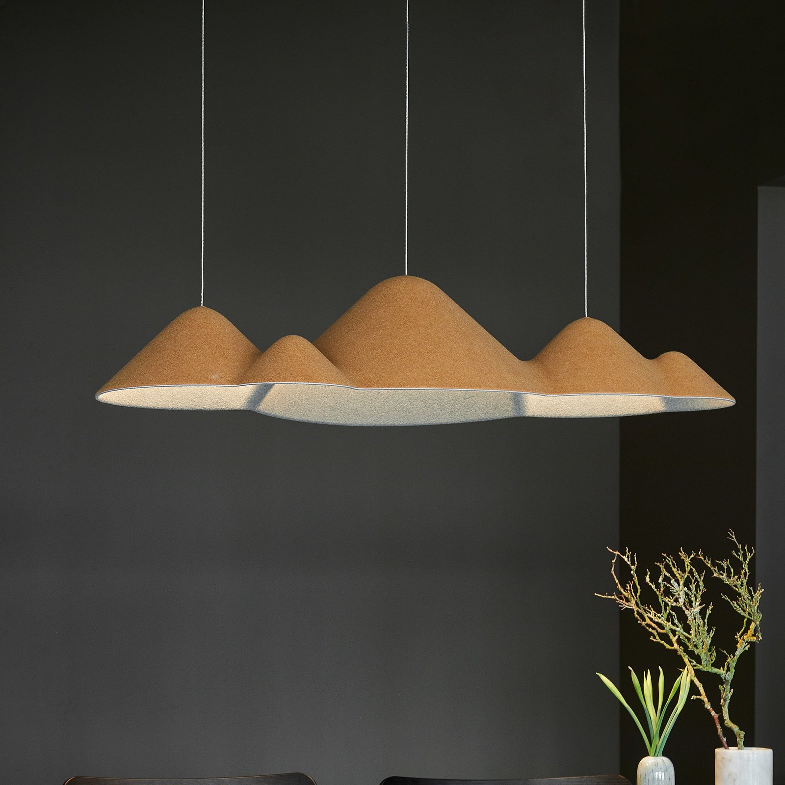 LOOM DESIGN Lampă suspendată cu LED Panorama galben/gri pâslă 106 cm - Camera de zi / sufragerie - Viața tânără - galben gri - Țesătură / Textil