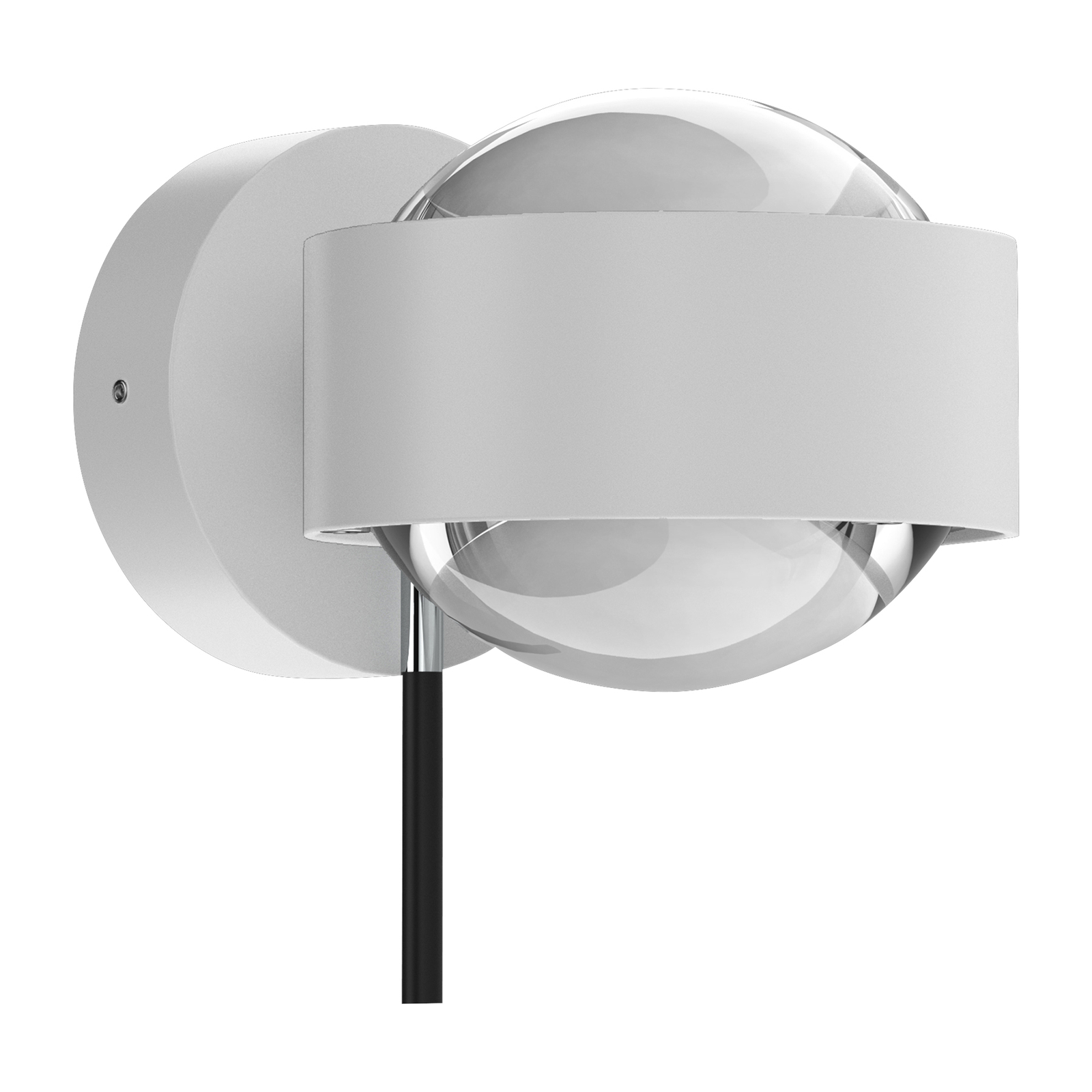 Puk Mini Wall+ LED, lenti trasparenti, bianco opaco/cromatico