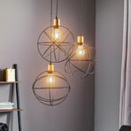 Hanglamp Gerid 3-lamps rond zwart/messing