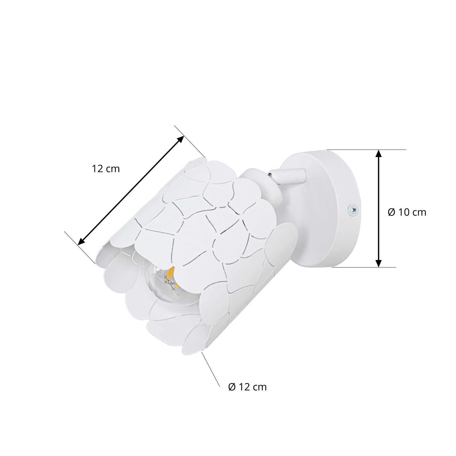 Lindby stensko svetilo Aralena, belo, 1-svetlobno, kovinsko, Ø 12 cm