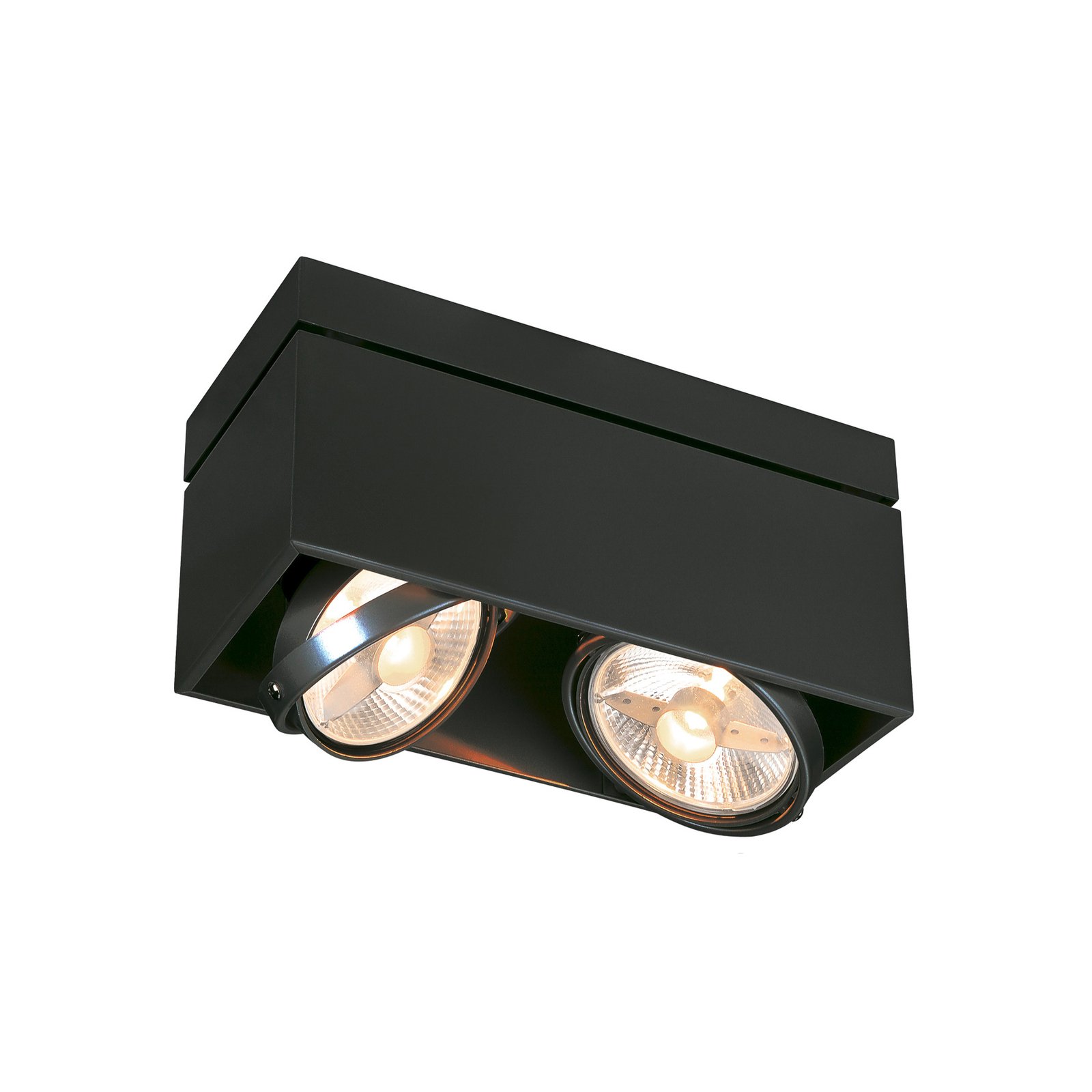 Lámpara de techo Kardamod, negra, acero, longitud 31,5 cm, 2 luces.