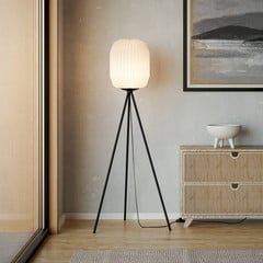 Lampada da terra Belgrave, altezza 141,5 cm, bianco/nero, metallo
