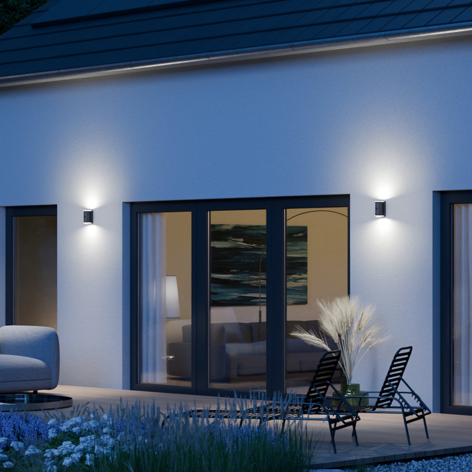L940 utendørs vegglampe, antrasitt, aluminium, 2 lyskilder – STEINEL