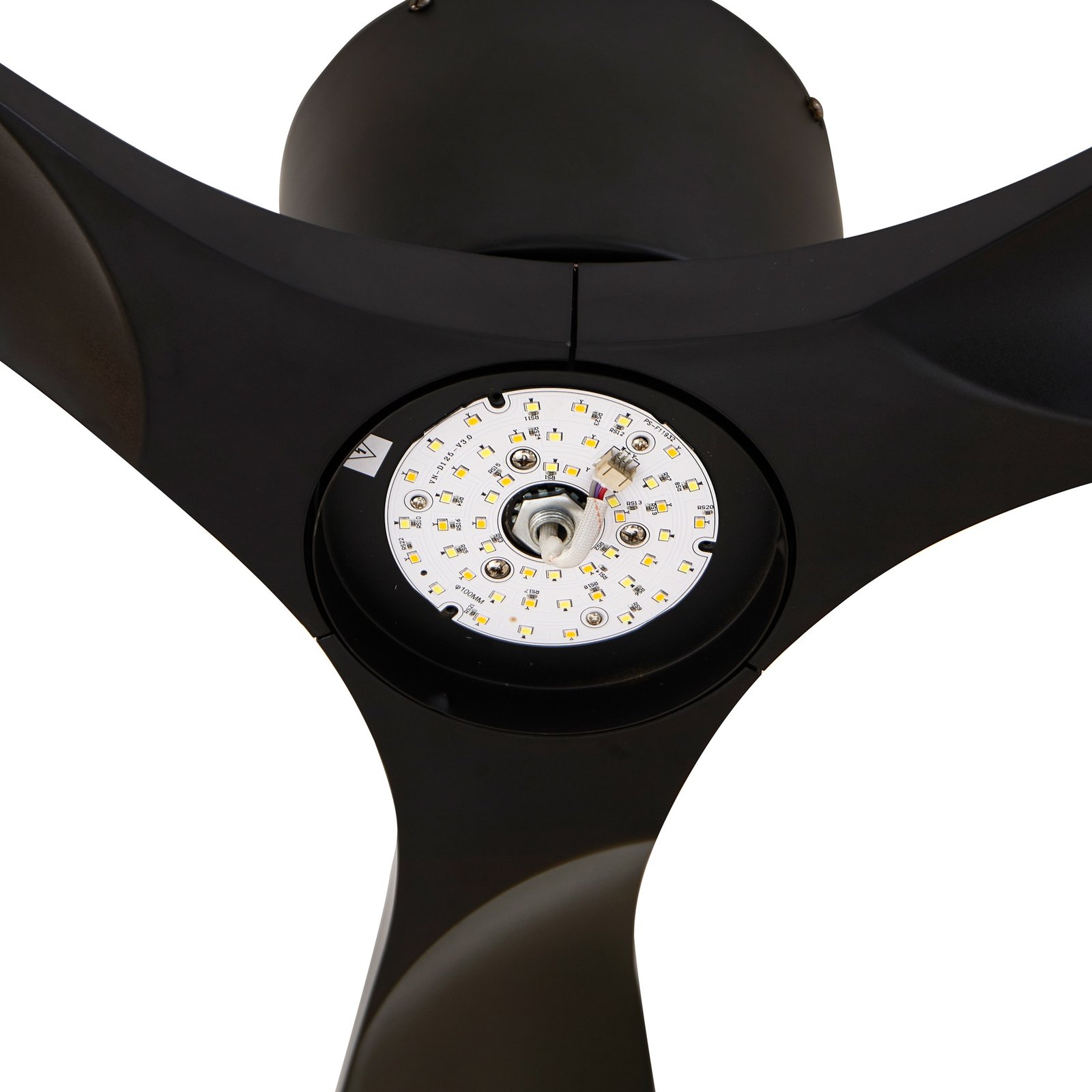 Stropní ventilátor Lucande LED Moneno, černý, DC, tichý
