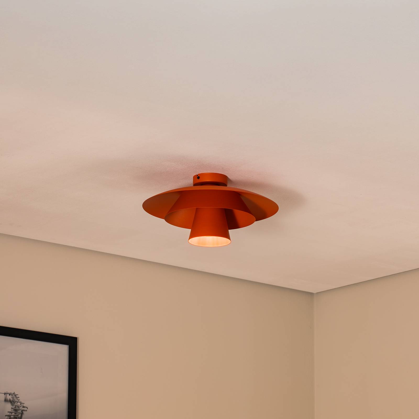 Deckenleuchte Plato, orange, Metall, Ø 38 cm, E27 günstig online kaufen