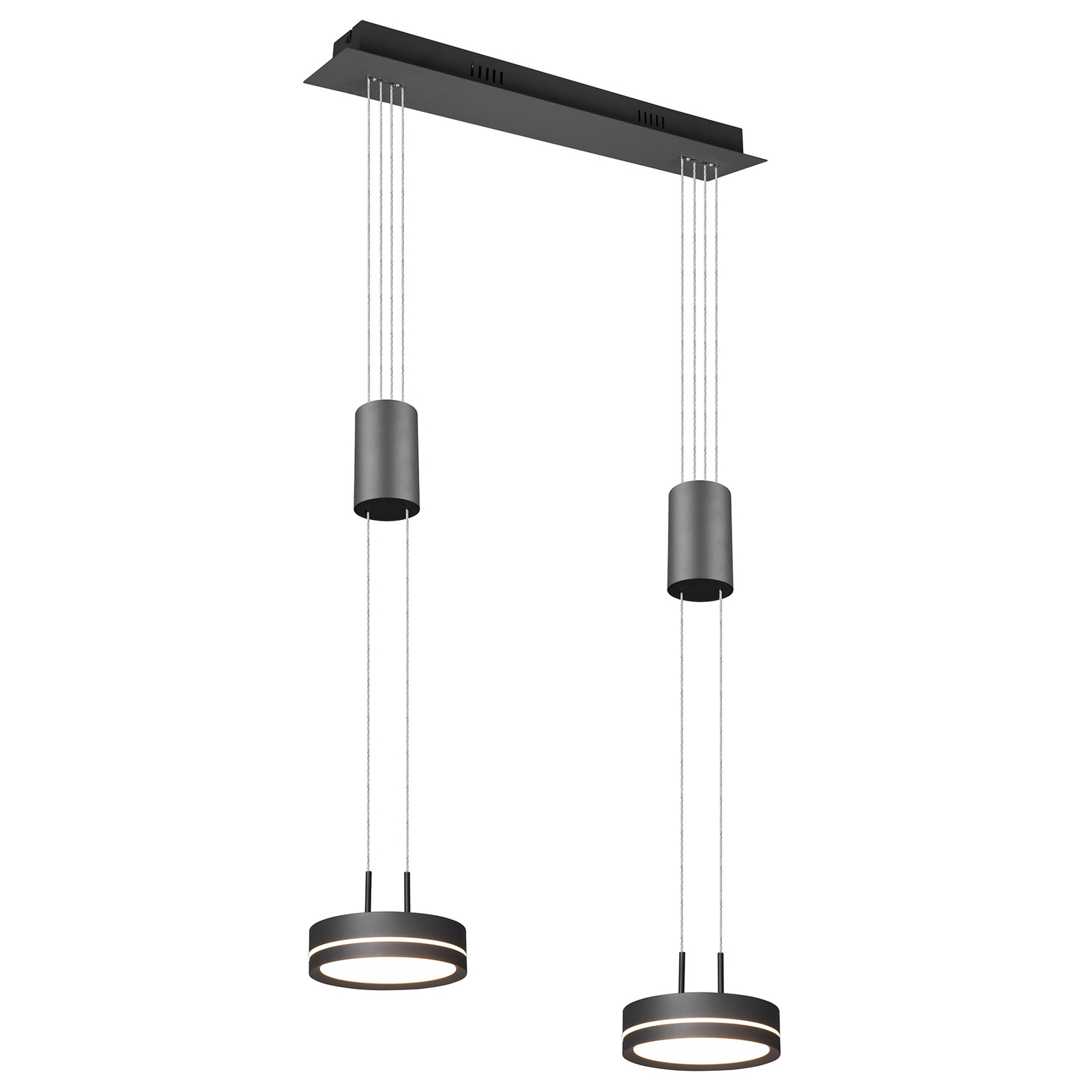 Lindby Eilika LED pendant light, 2-bulb anthracite