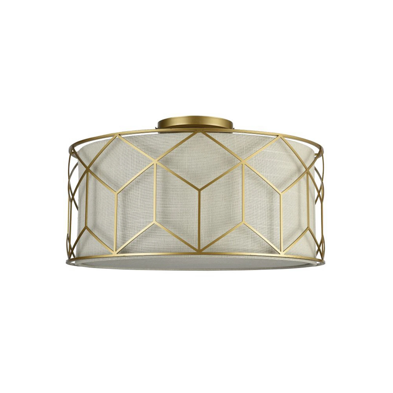 Plafón Maytoni Messina, Ø 43 cm, beige, lino