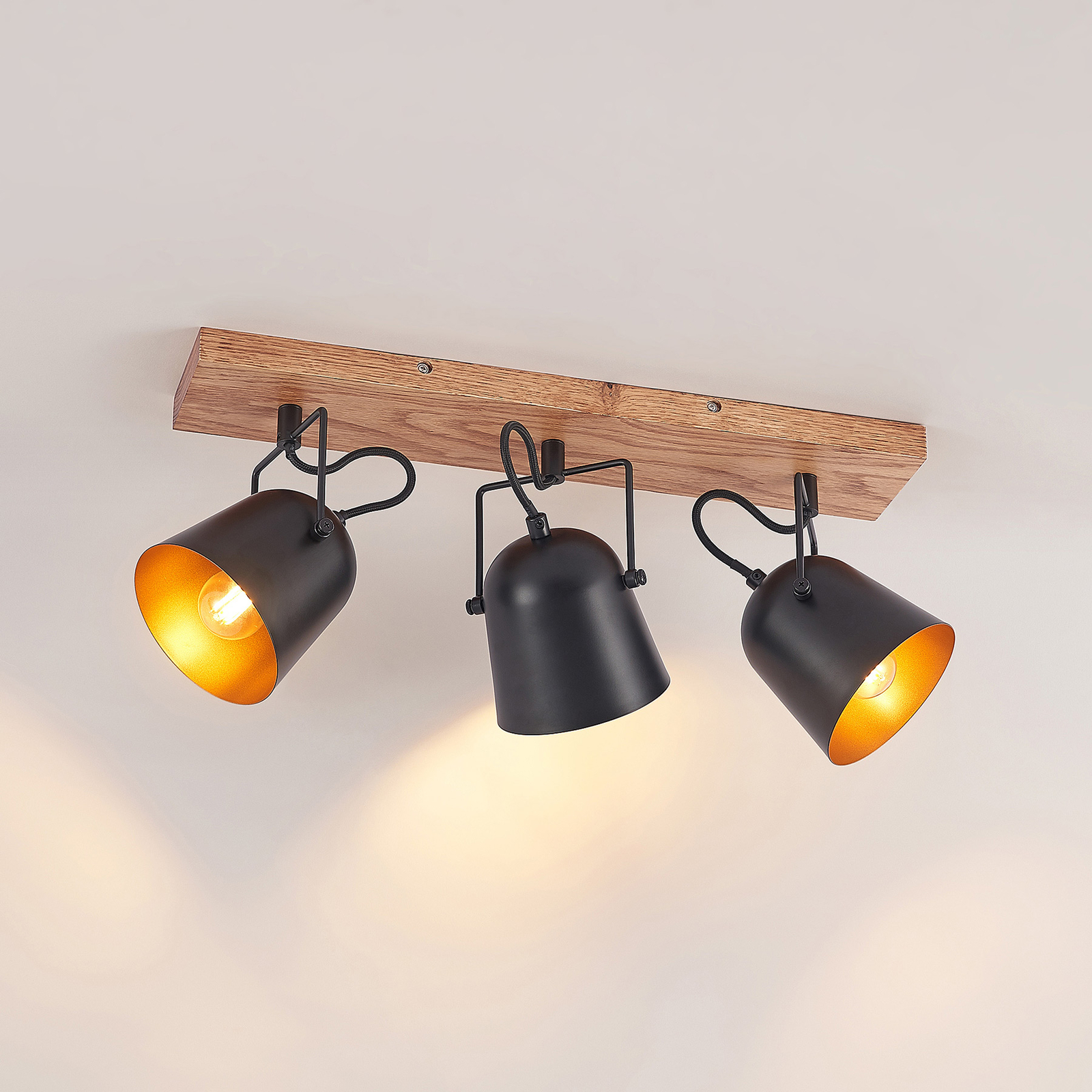 Lindby Adalin plafondlamp, 3-lamps, zwart