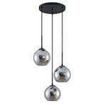 Jurian 3 Round Závěsná Lampa Black/Smoke - Lindby