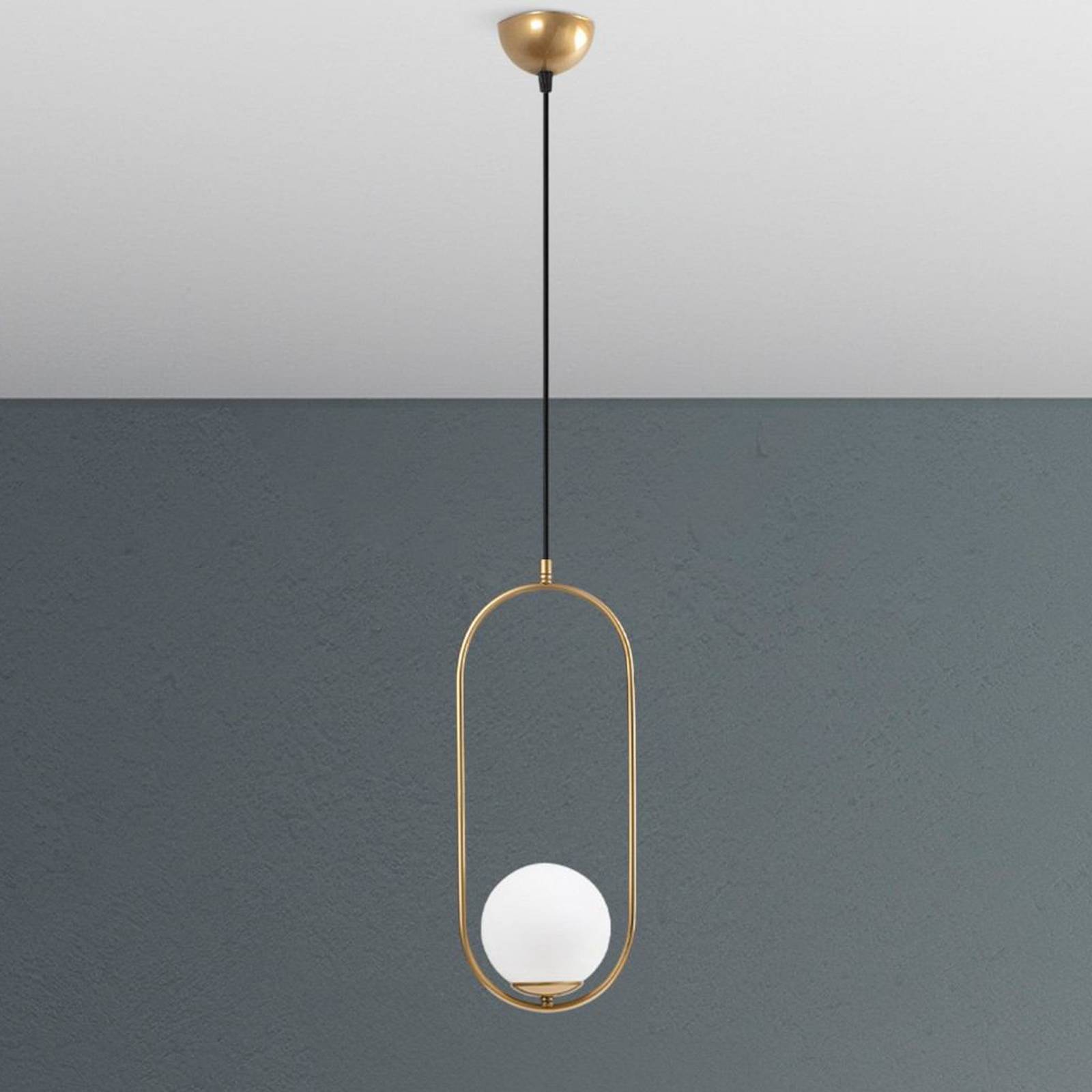 Hängeleuchte Mudoni, gold/weiß, Glas, Metall, E27 günstig online kaufen