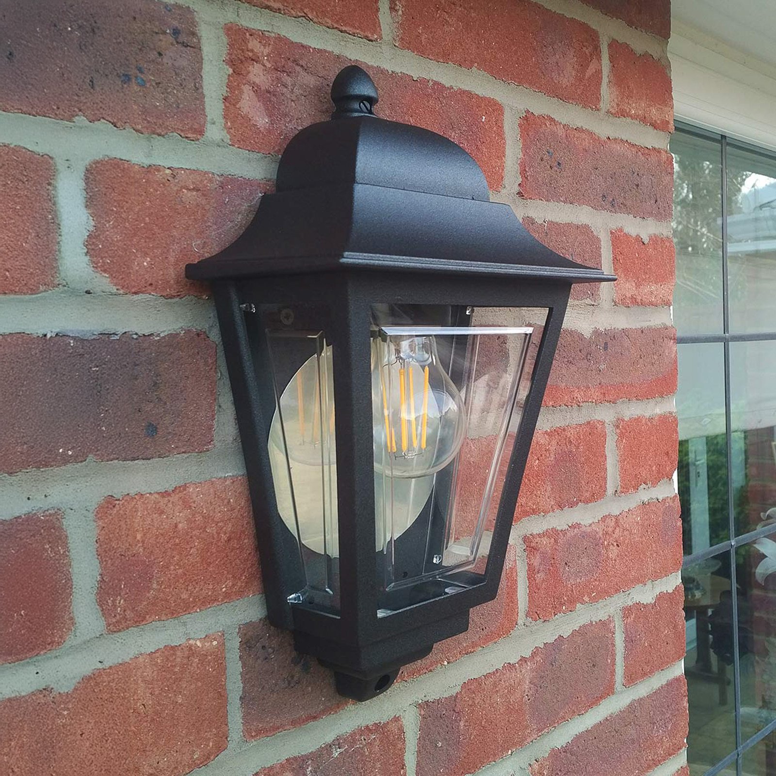 Deco Lane outdoor wall lamp, black, lantern, aluminium, IP44