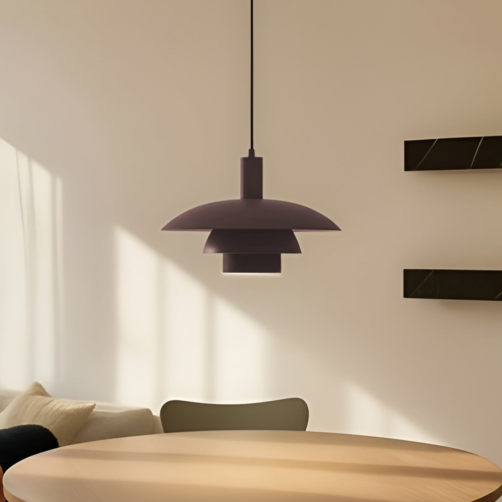 Lindby Lampă suspendată Elorri maro metal Ø 38 cm - Camera de zi / sufragerie - Modern - maro cafea