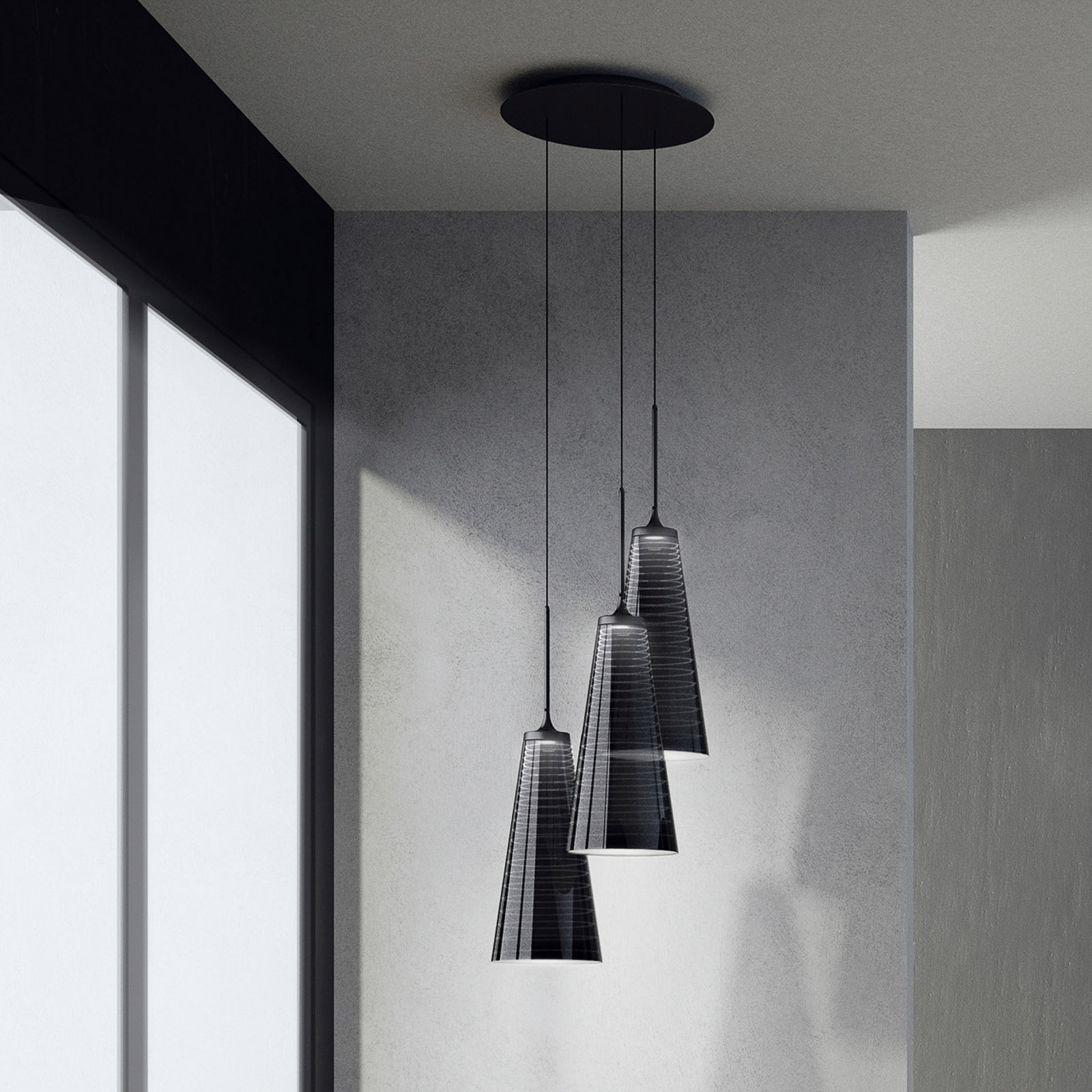 Artemide Look at Me 21 pendant lamp, 3-bulb, for Living / Dining Room, plastic, metal, 50 W, energy efficiency: A+