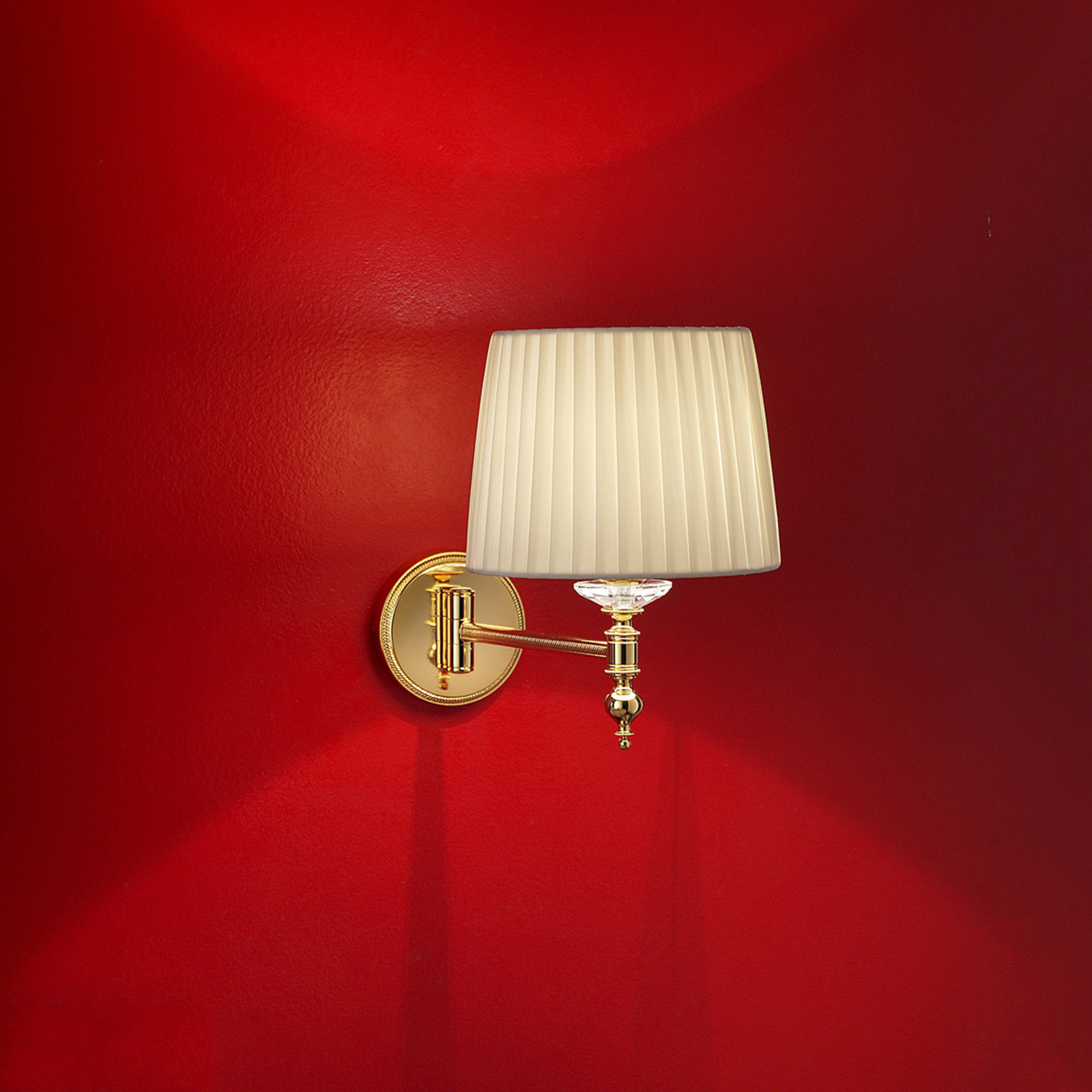 Grace brass wall light with a silk lampshade 34 cm