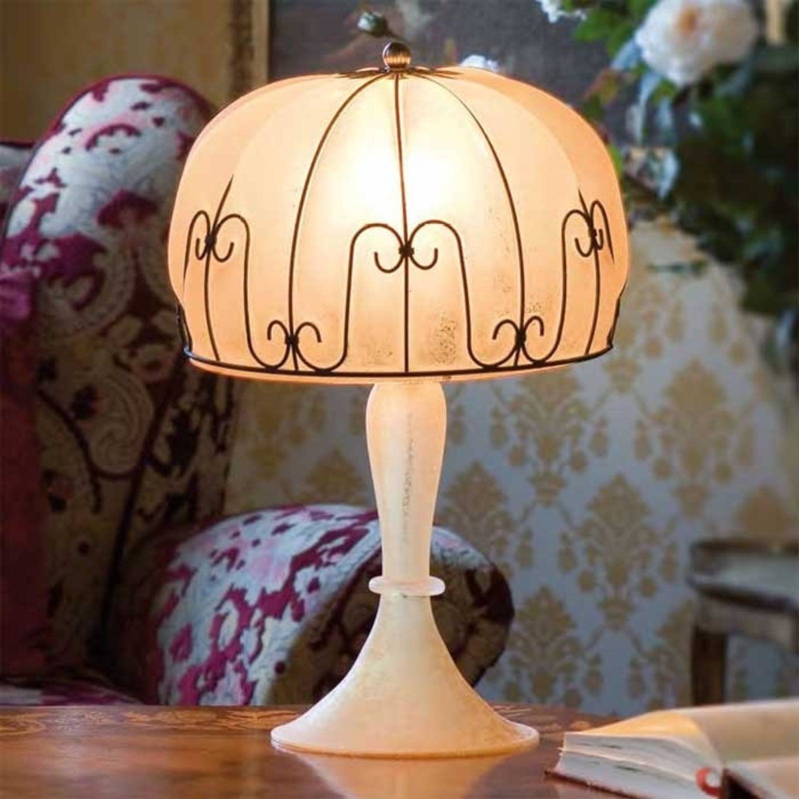 Image of Lampe à poser MEDUSA fabriquée à la main ambre 