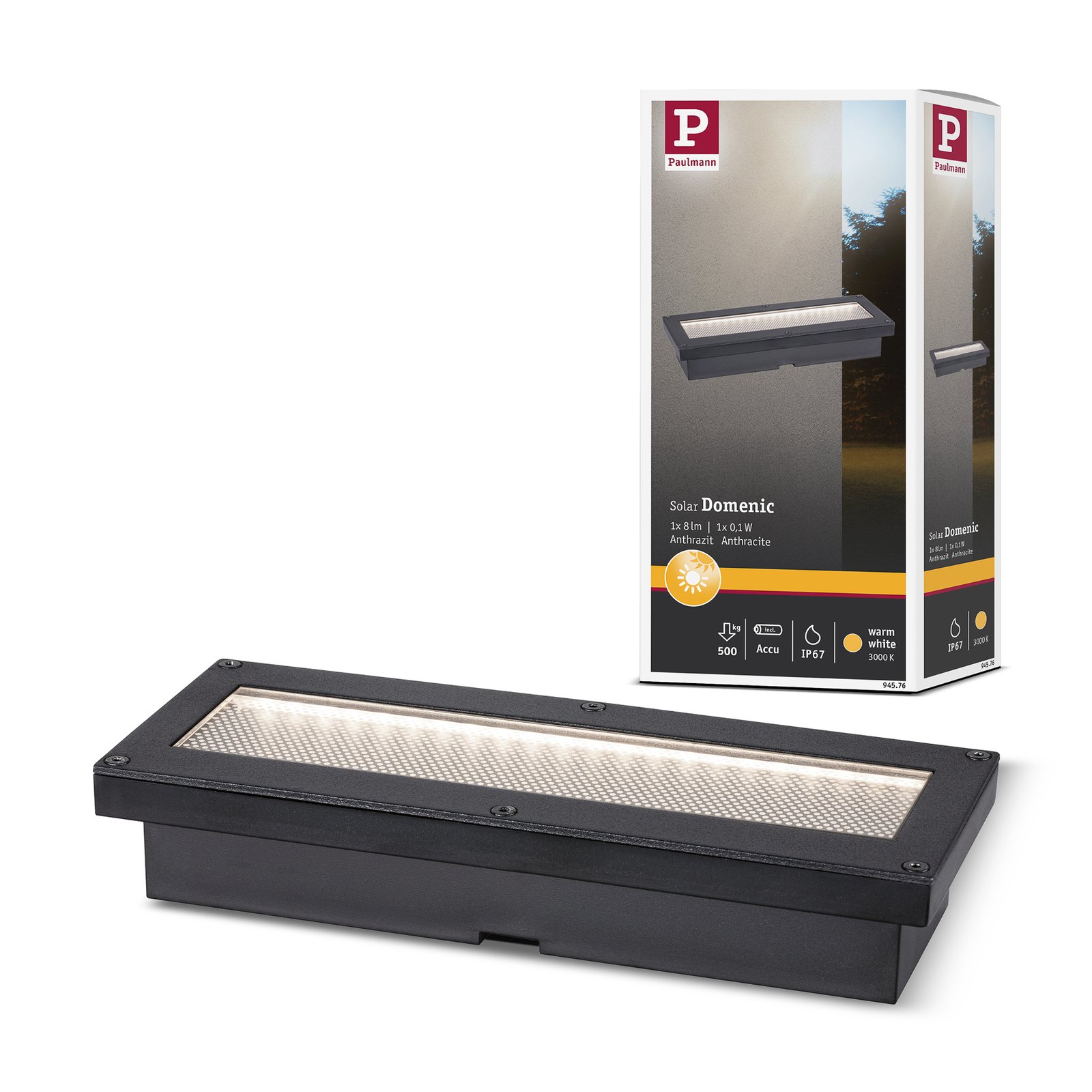 Paulmann Domenic LED-Solar-Bodeneinbaulampe 20x8cm