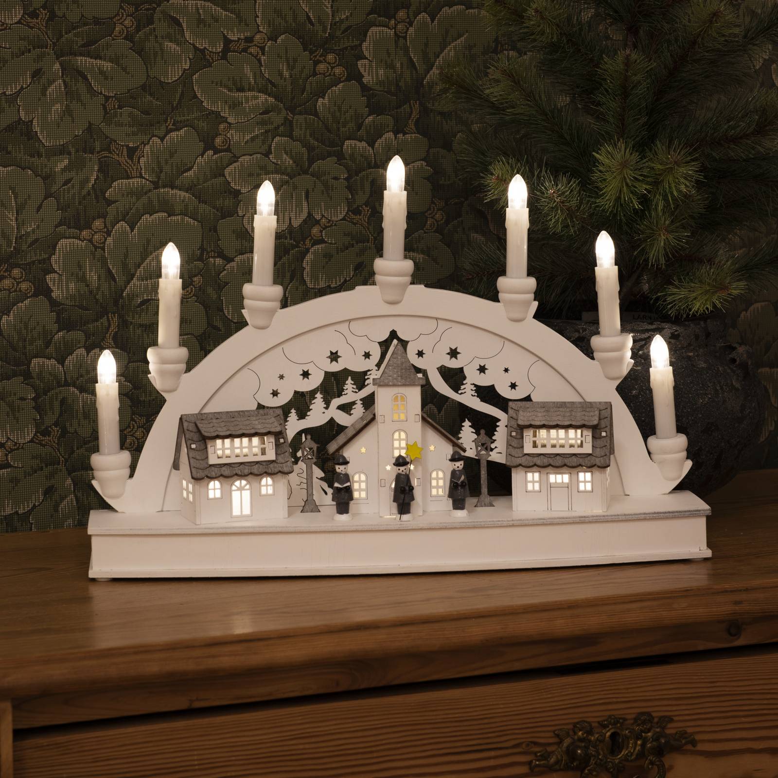 Konstsmide Christmas LED-adventsstake Hus 7 lampor vit