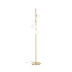 IDEAL LUX -maavalaisin Perlage, messinki/valkoinen, korkeus 164 cm, 4-lamppuinen
