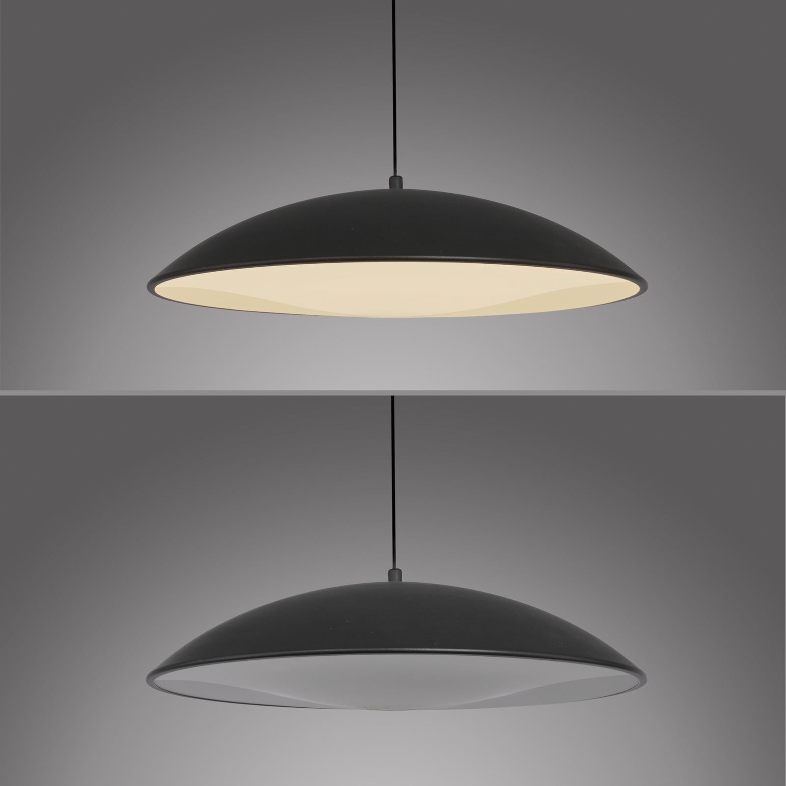 LED viseća svjetiljka LENTE, crna, Ø 40 cm, metal, s prigušivačem