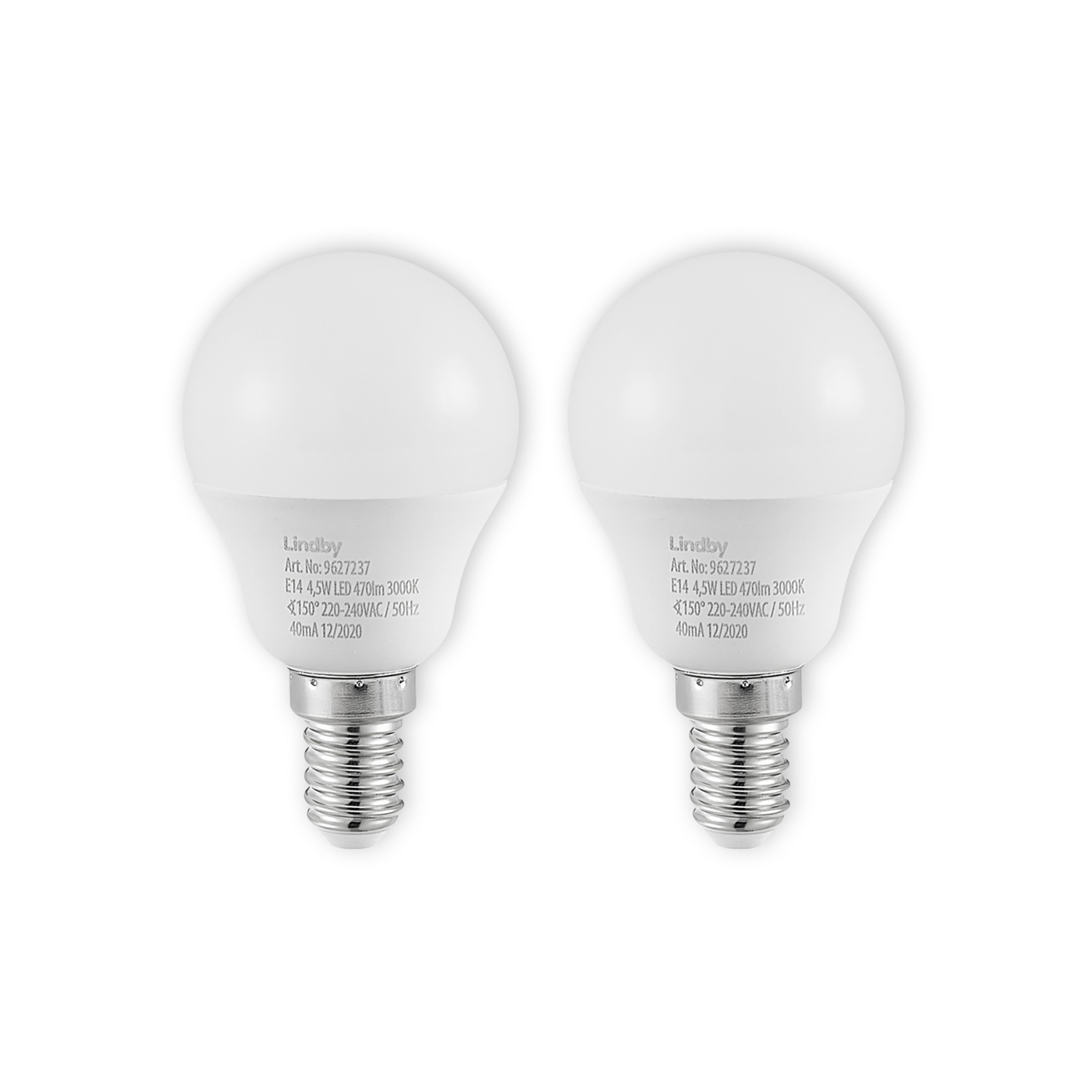 Żarówka LED Lindby E14 G45 4,5W 3000K opal zestaw 2 szt