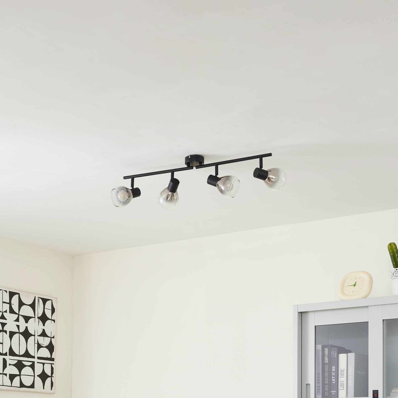 Lampa sufitowa Lindby Pendura, 4-punktowa, czarna, szkło