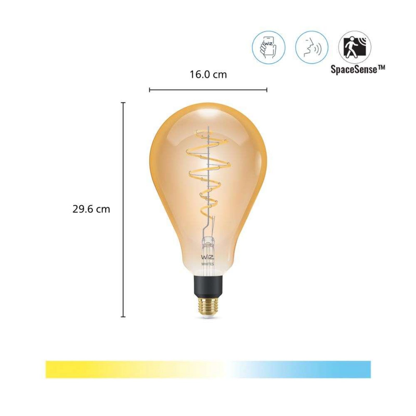 Bec Smart TW Amb. 6W 390lm 2000-5000K Edison Globe Giant Gold E27 - WiZ