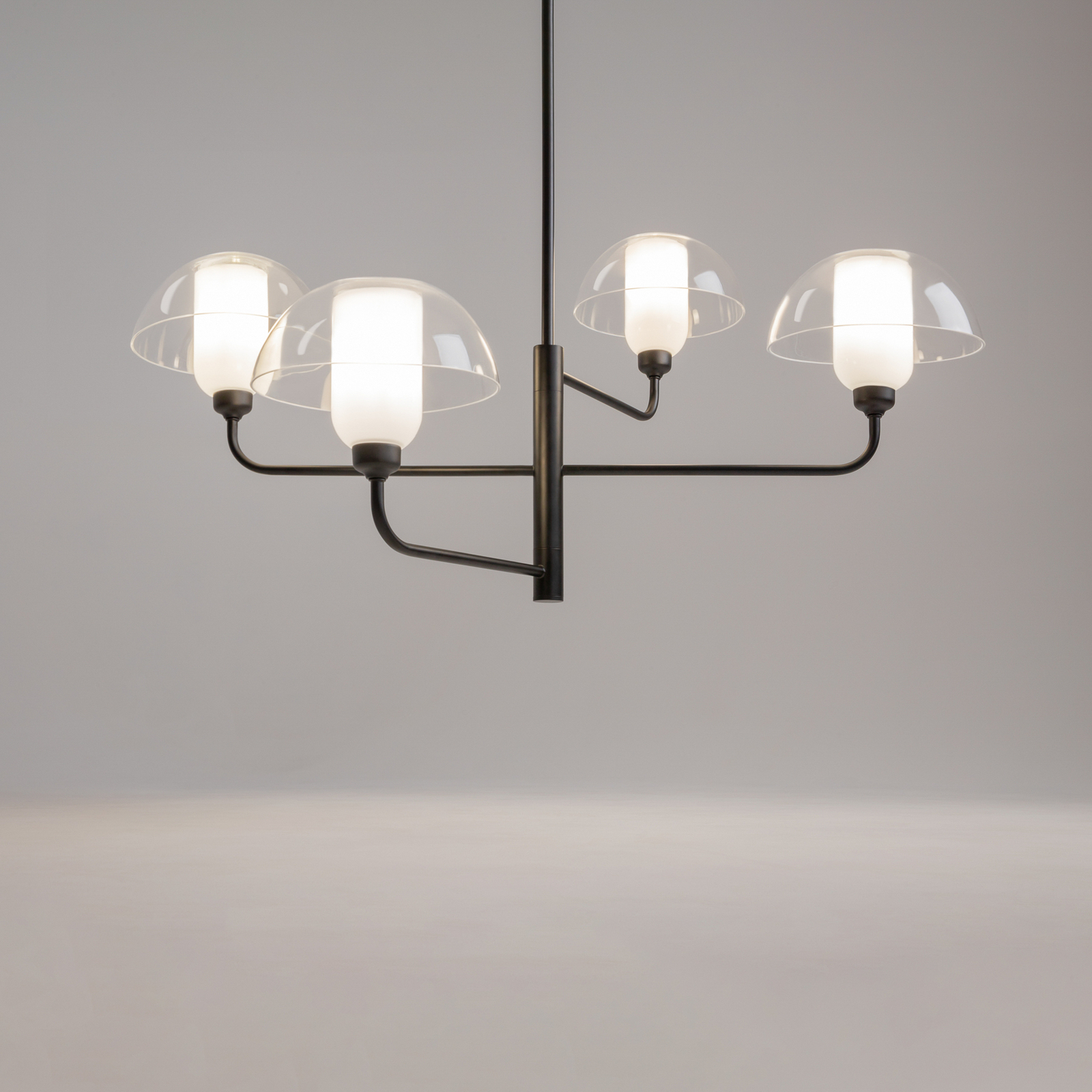 Maytoni suspension Memory, 4 lampes, noir, céramique, verre