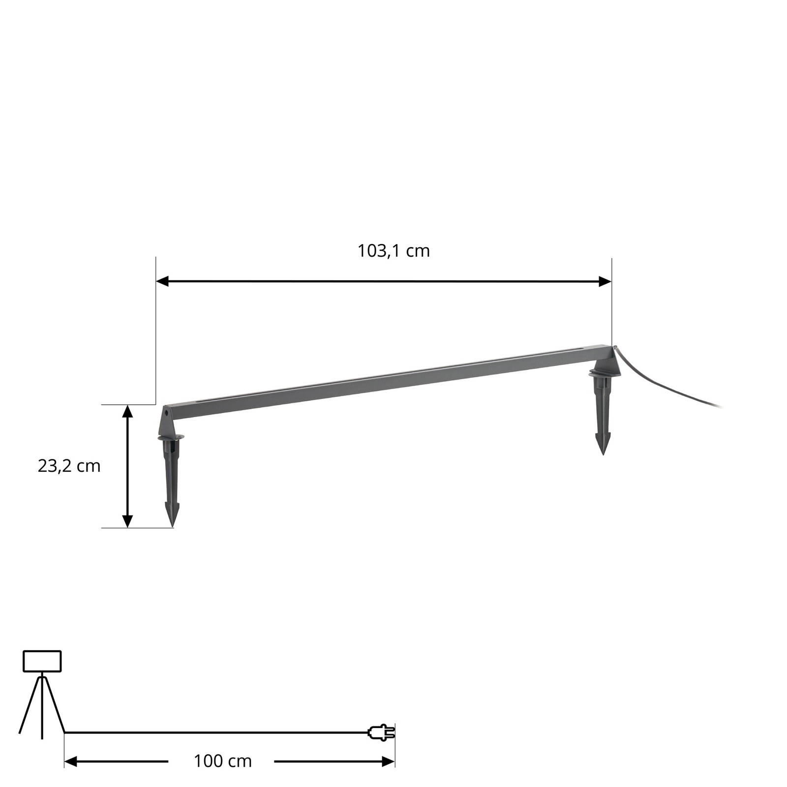 Lindby LED-gulvlampe Zavio, antrasitt, jordspyd, IP65